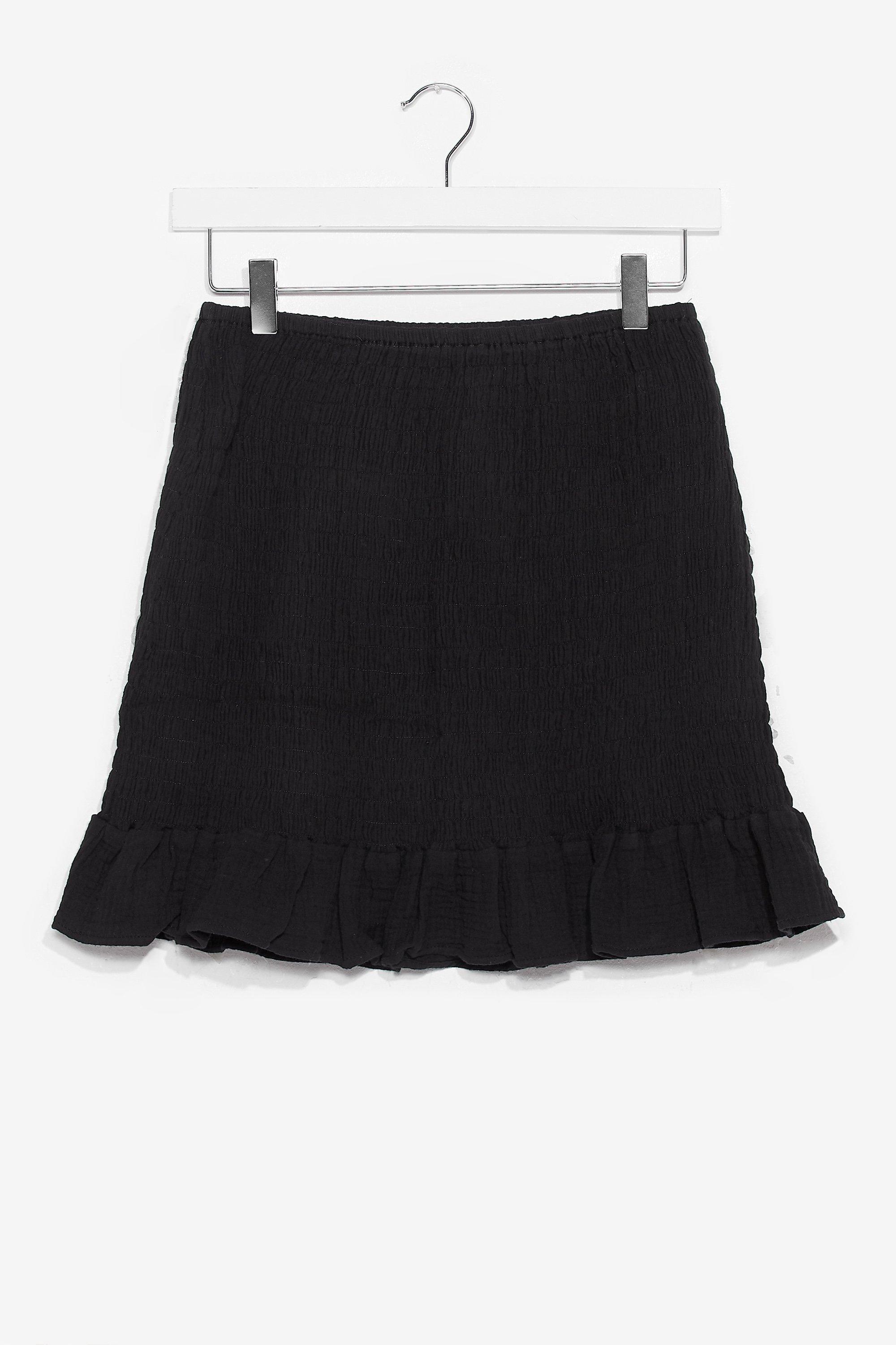 Black ruffle hem mini skirt hotsell