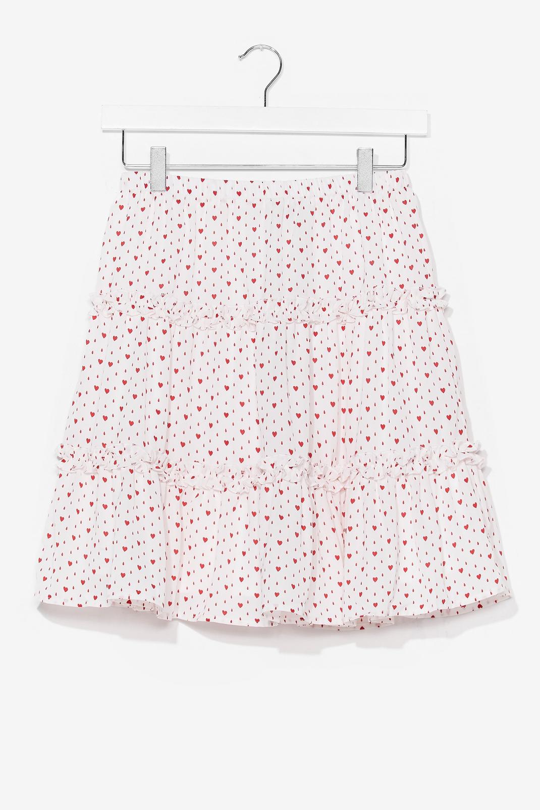 heart print ruffle tiered mini skirt image number 1