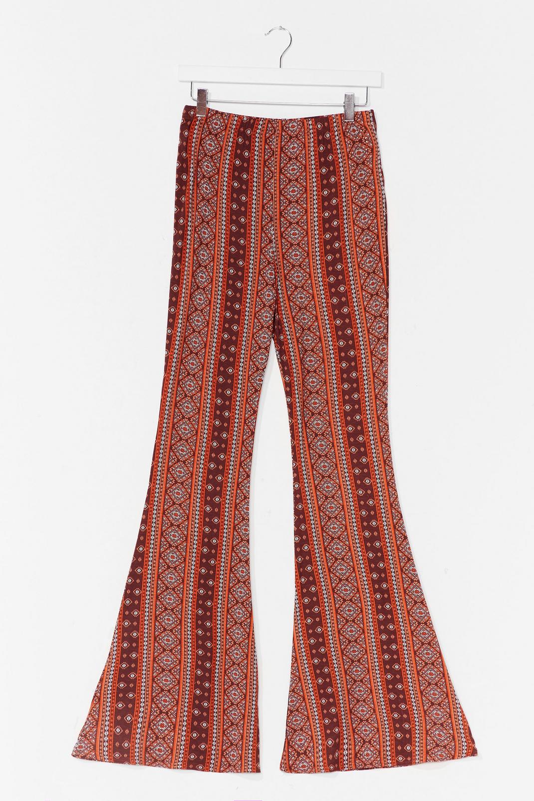 Rust Oh Boho Abstract Flare Pants image number 1