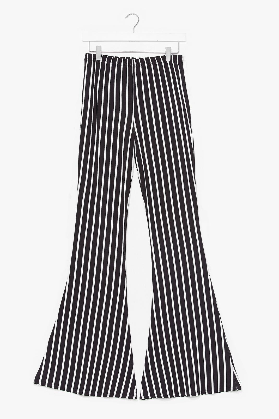 Actin' All Monochromatic Stripe Flare Trousers image number 1