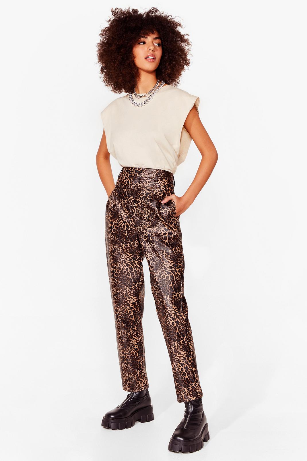 Meow We Like It Faux Leather Leopard Pants image number 1