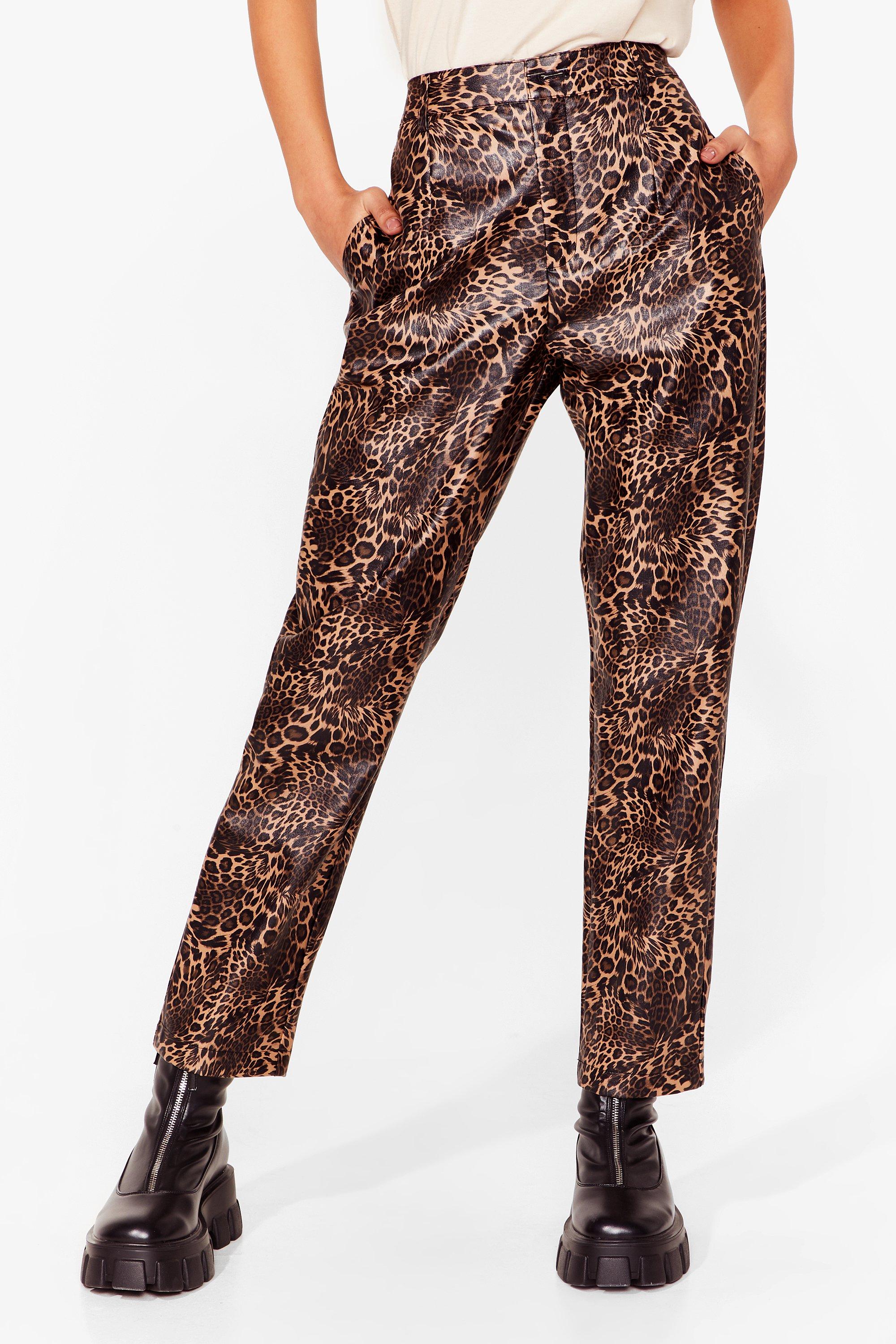 sweet Corresponding Weave animal print leather trousers class Shopping  Centre Insulate