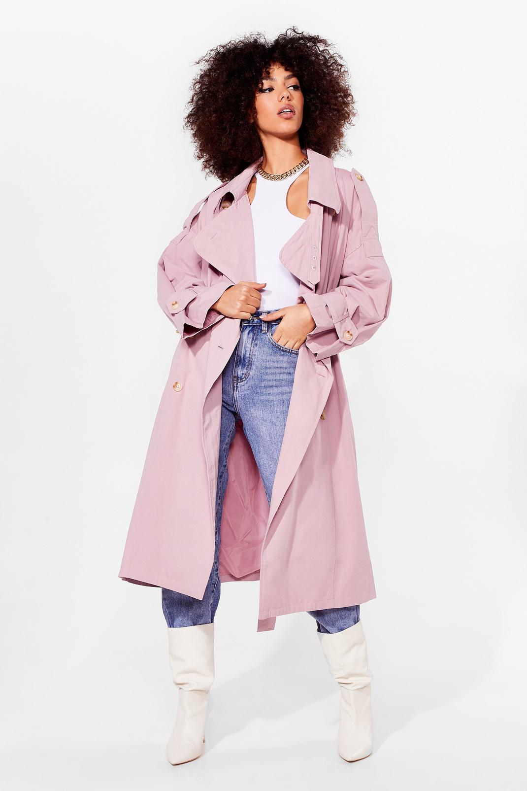 Pink Cover Your Basics Belted Trench Coat image number 1