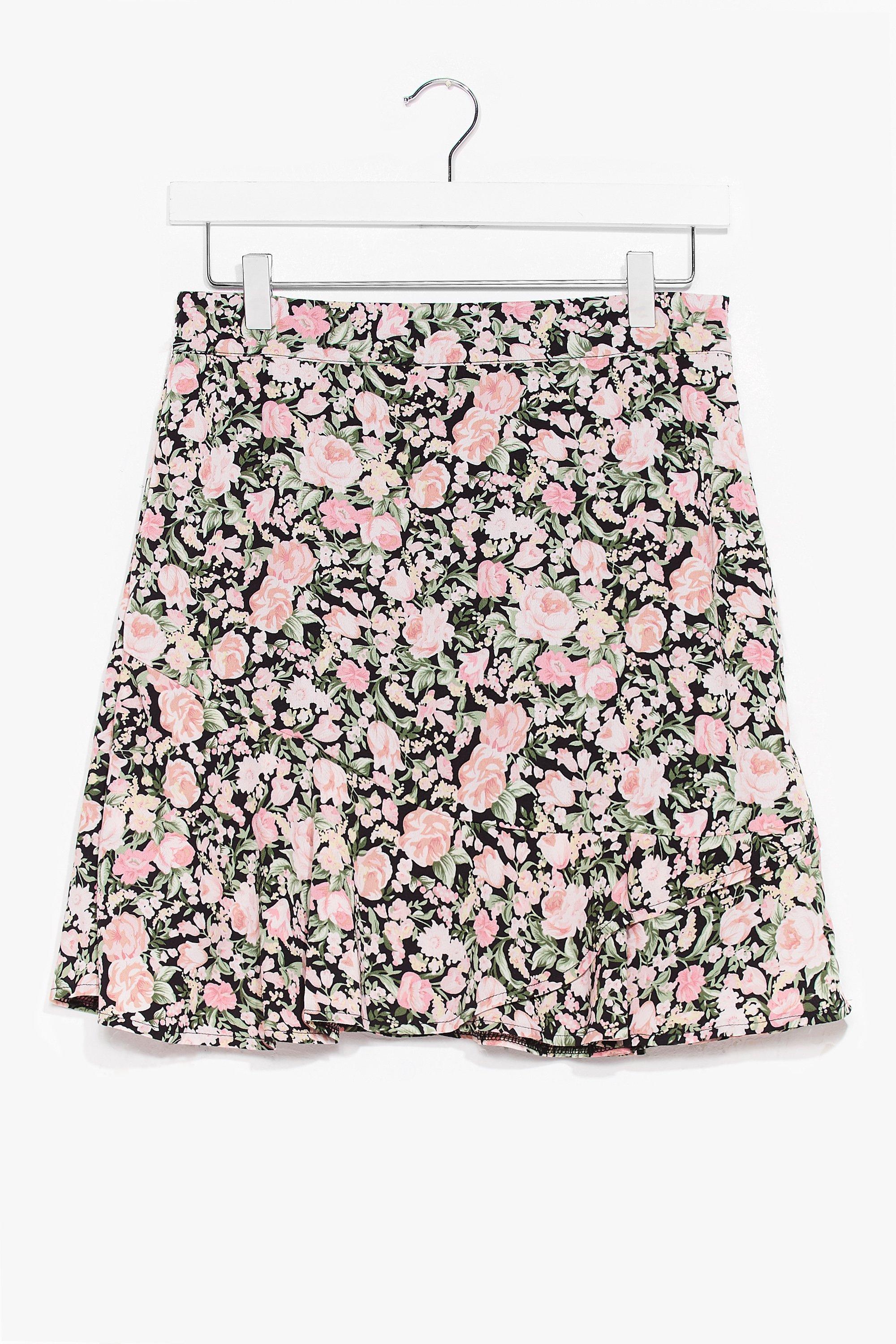 Floral drop clearance hem mini skirt