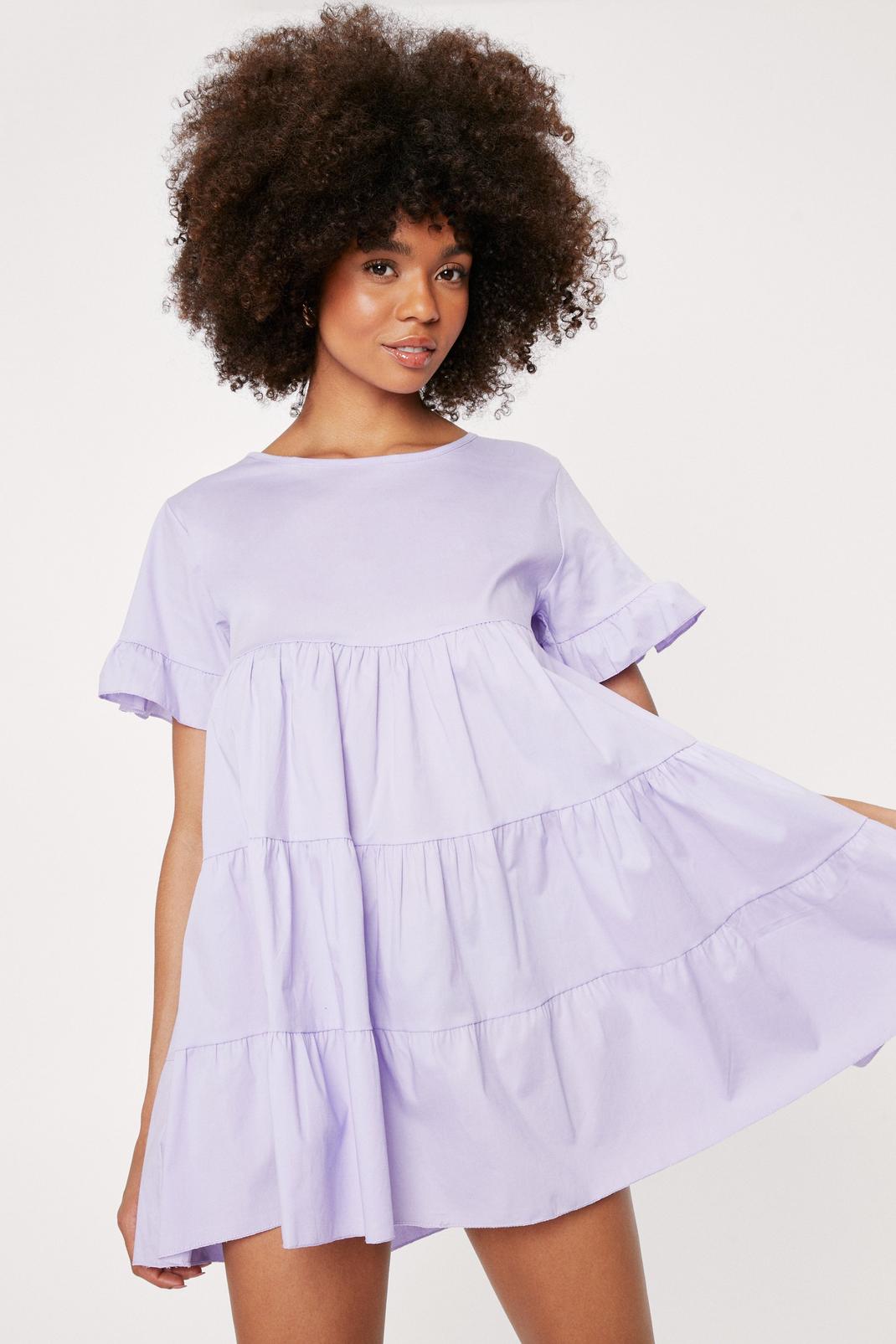 Lilac Tiered Ruffle Mini Smock Dress image number 1