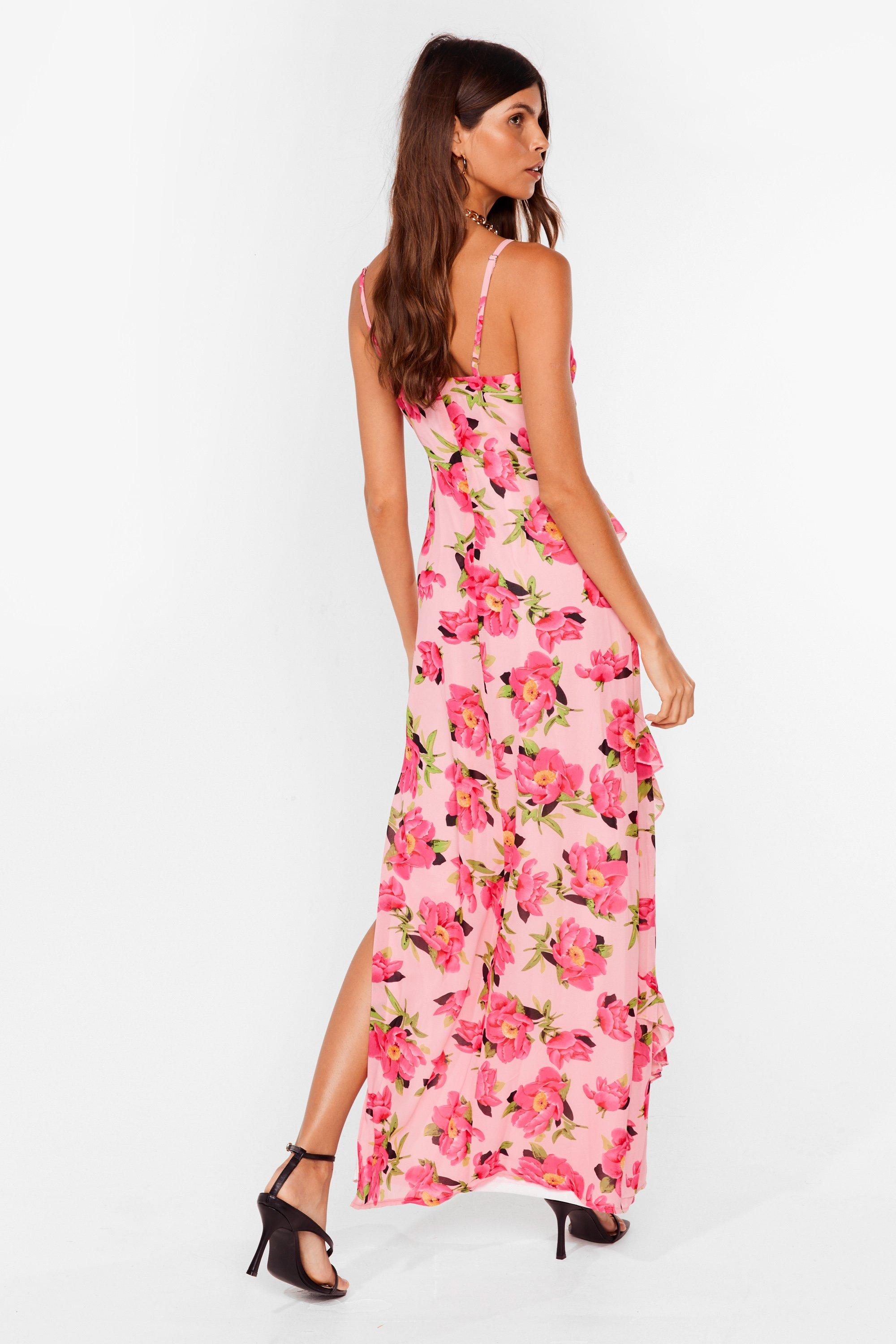 Floral maxi dress spaghetti hot sale strap