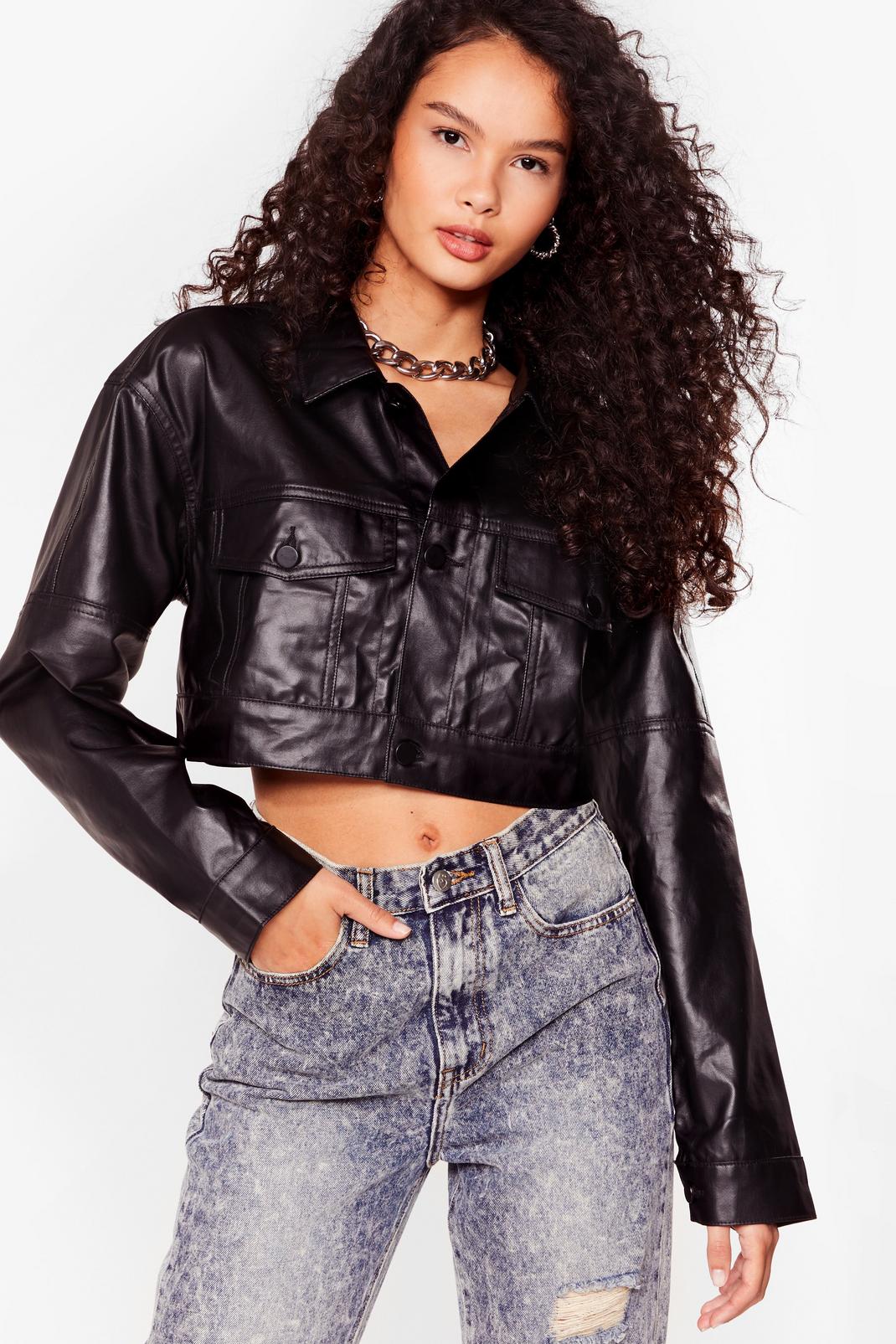 105 Faux Leather Crop Jacket image number 2
