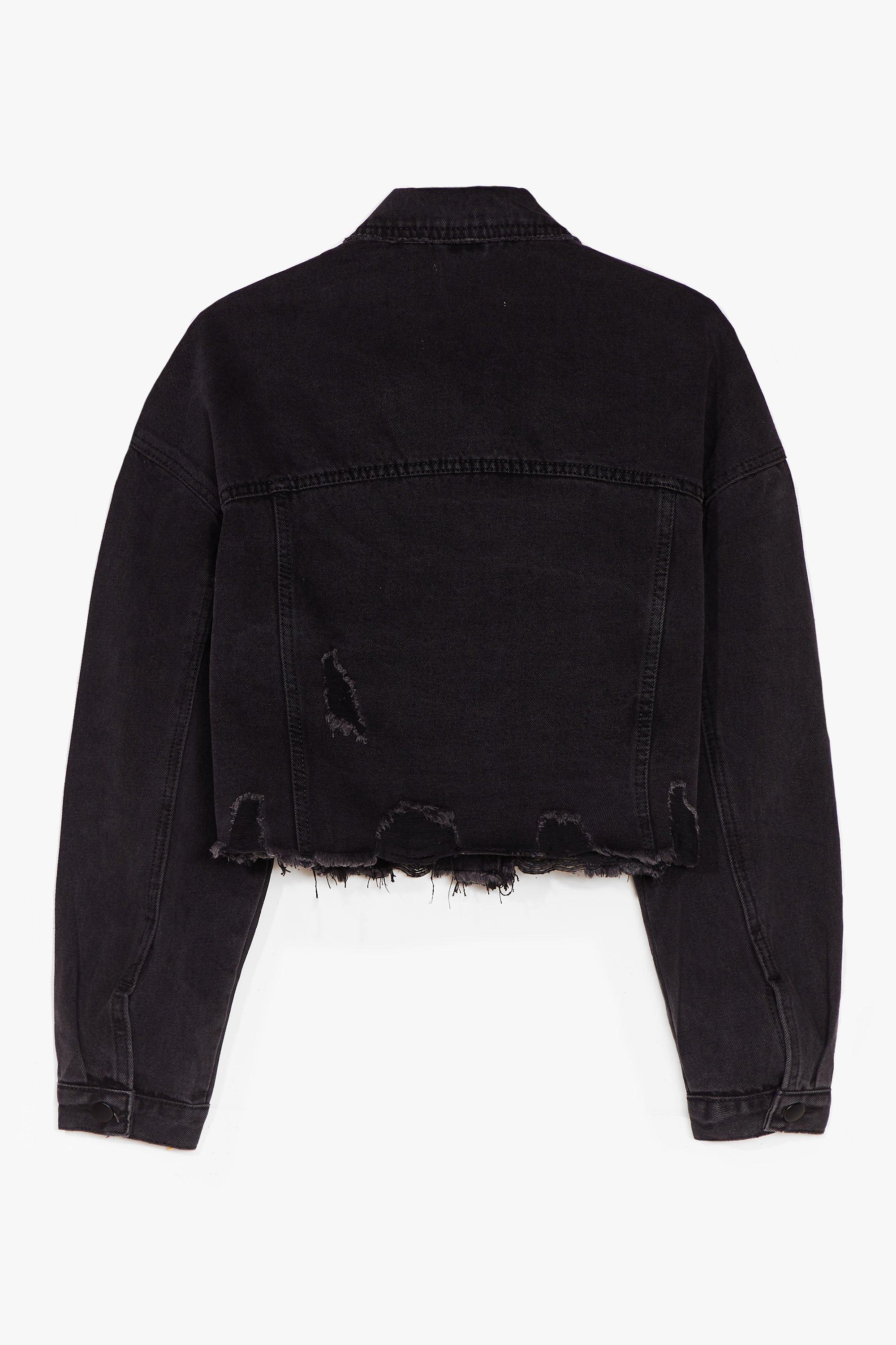 Distressed Hem Cropped Denim Jacket Nasty Gal