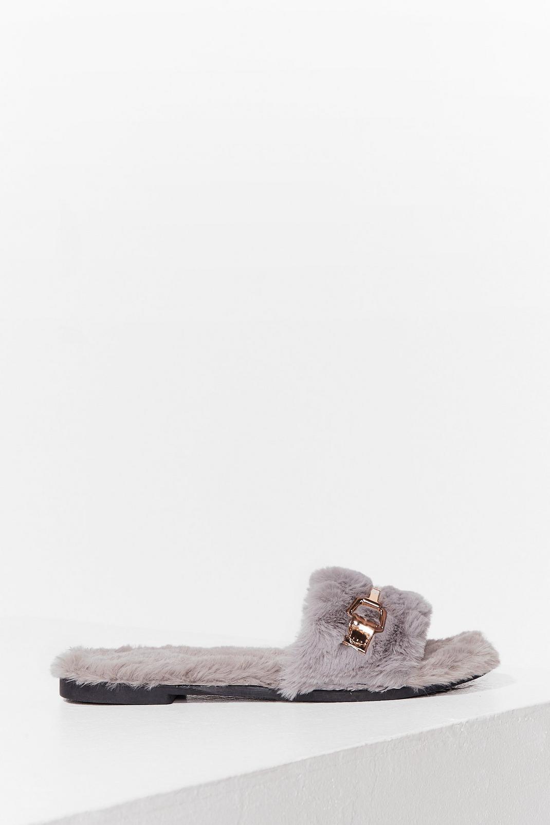 As Faux Fur As We Know Buckle Slippers image number 1