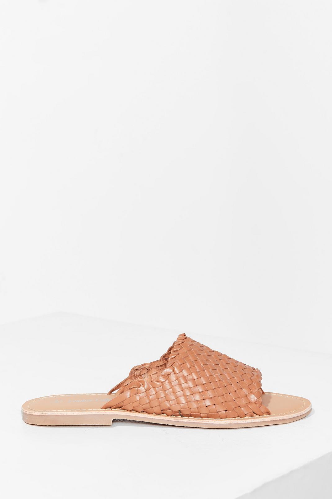 Woven Leather Flat Sandals image number 1