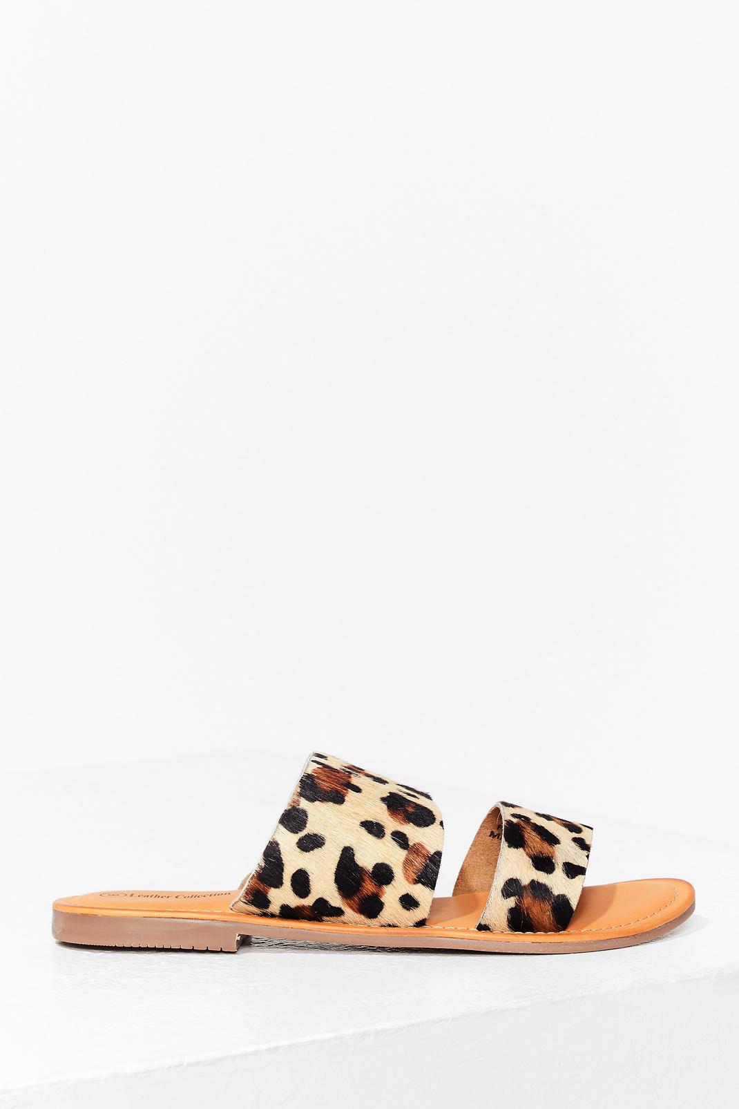 Leopard Strap Flat Sandals image number 1