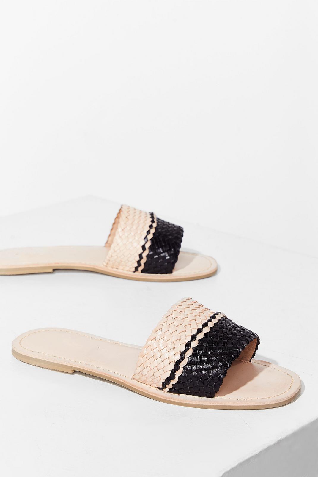 Woven You Long Time Leather Flat Sandals image number 1