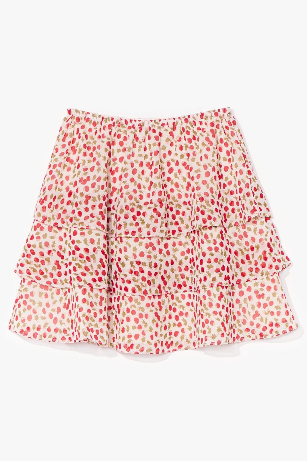Cherry Tiered Ruffle Mini Skirt image number 1