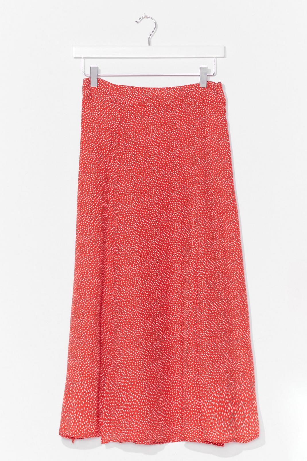 Red Polka Dot Flowy Chiffon Midi Skirt image number 1
