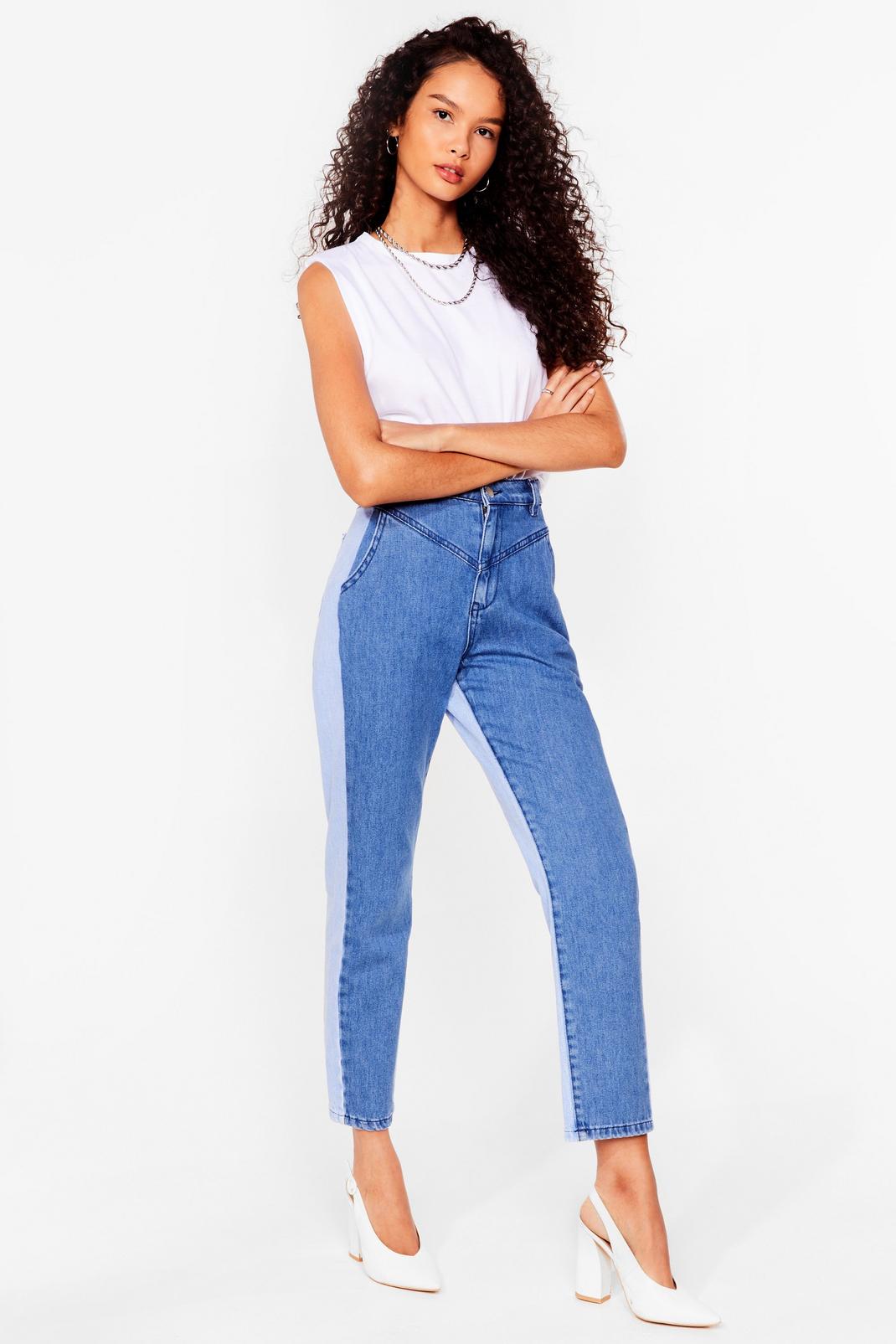 Opposites Attract Two-Tone Mom Jeans | Nasty Gal