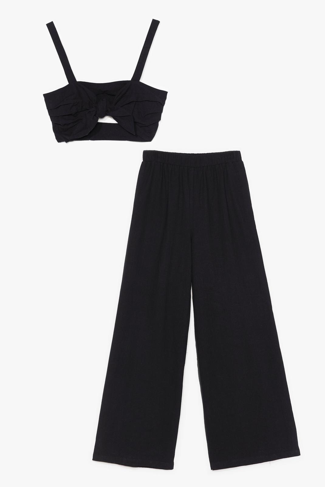 Black High Waisted Elasticized Wide Leg Trousers image number 1