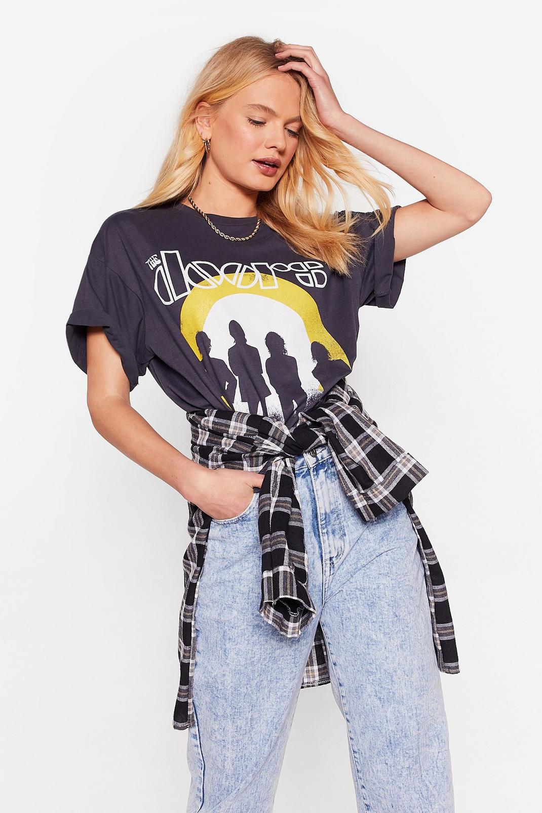 Charcoal The Doors Oversized Graphic Band T-Shirt image number 1