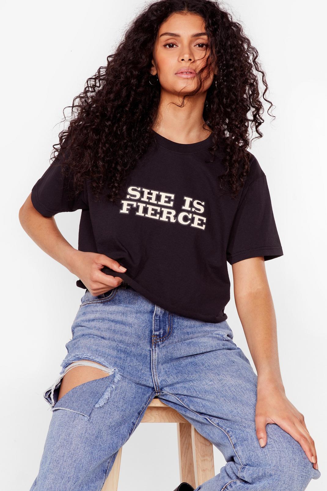 She is Fierce Cropped Graphic Tee image number 1