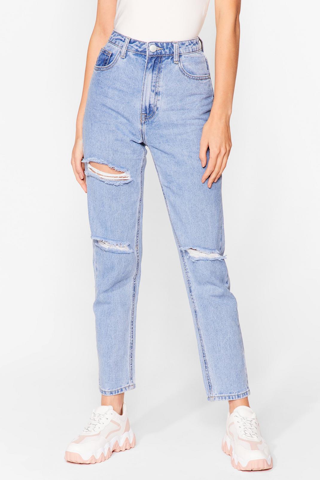 Wash Us Work It Distressed Mom Jeans image number 1