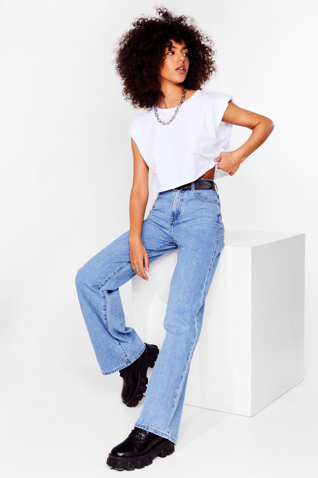 Blue Arms Open Wide-Leg High-Waisted Jeans image number 1