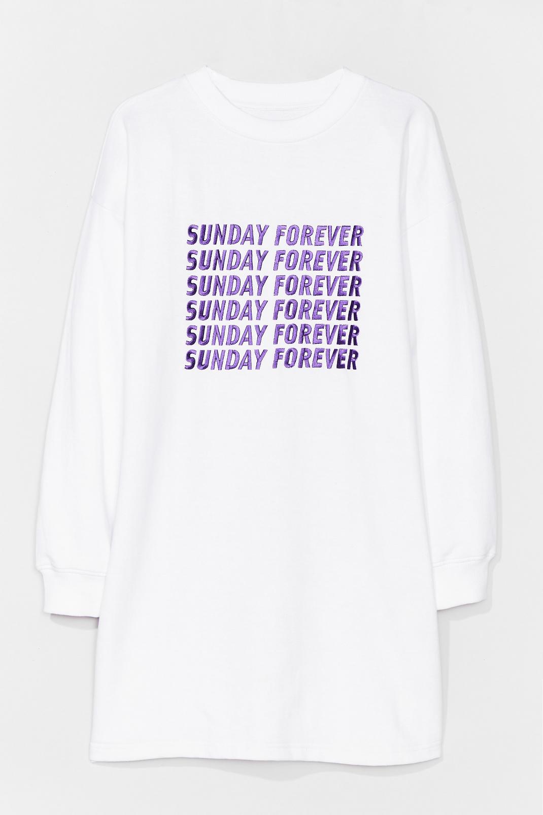 White Sunday Forever Embroidered Sweatshirt Dress image number 1