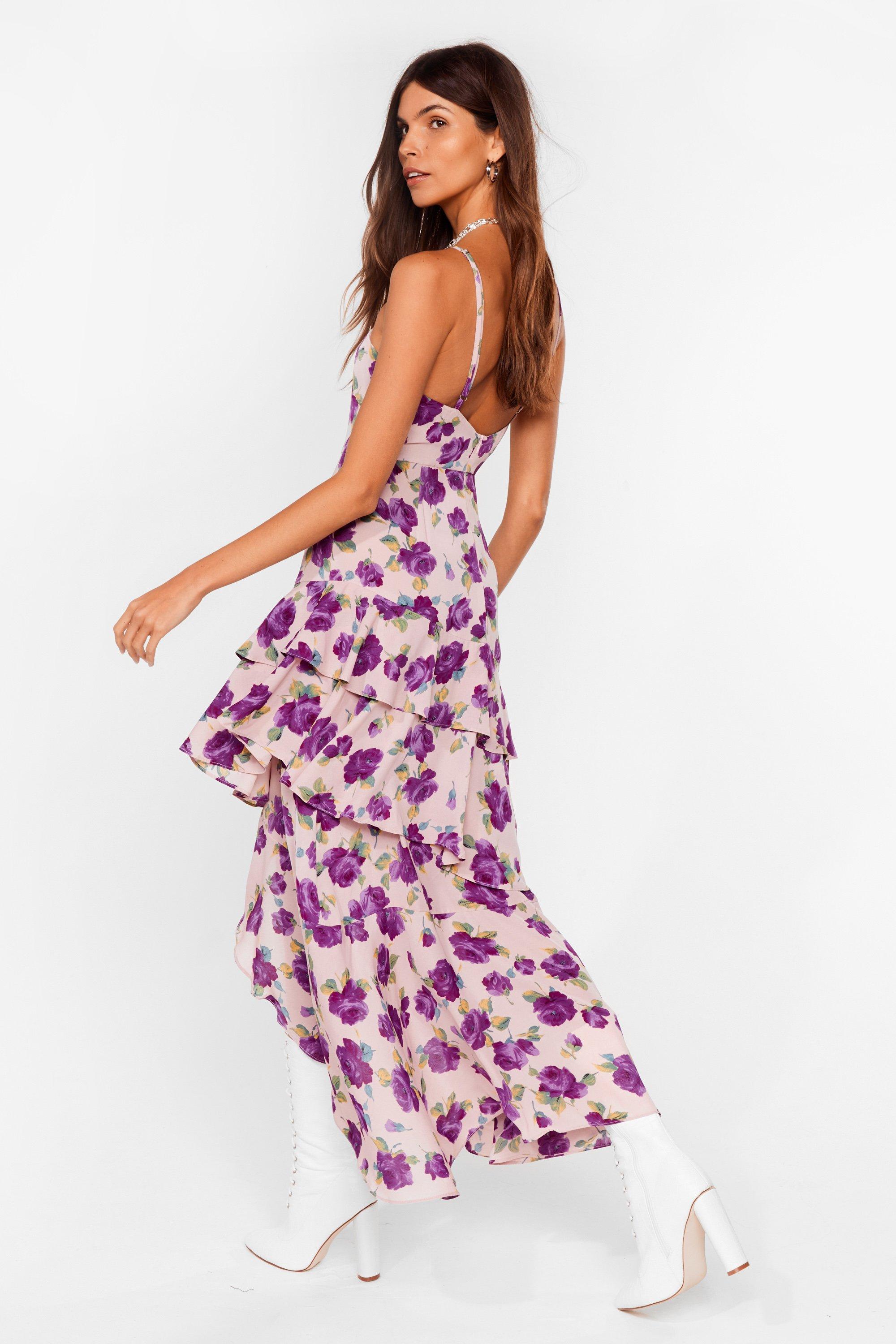 Floral Spaghetti Strap High Low Dress Nasty Gal