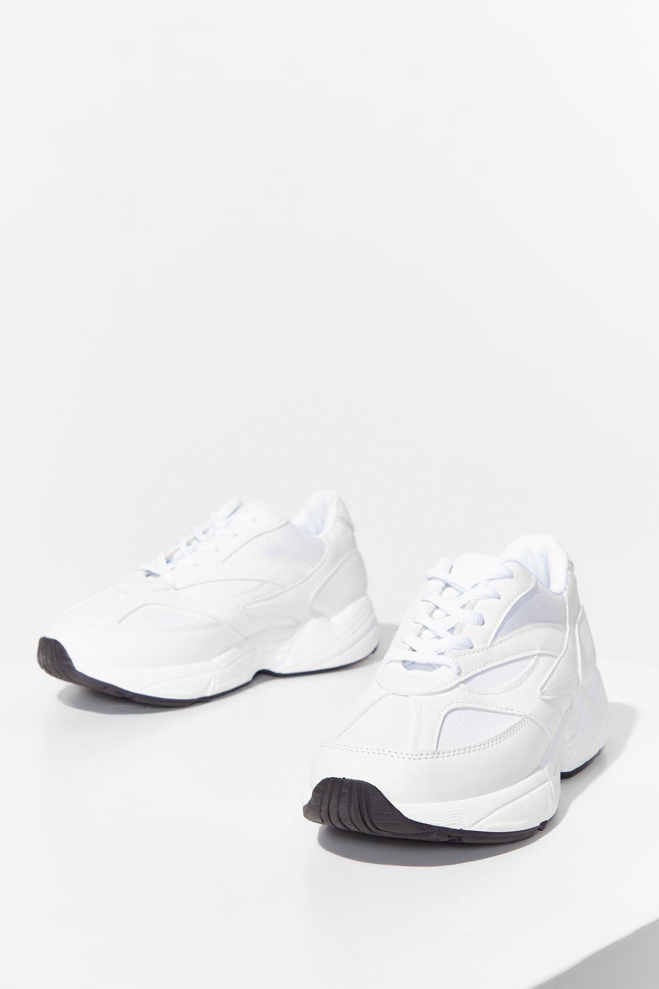 faux leather chunky trainers