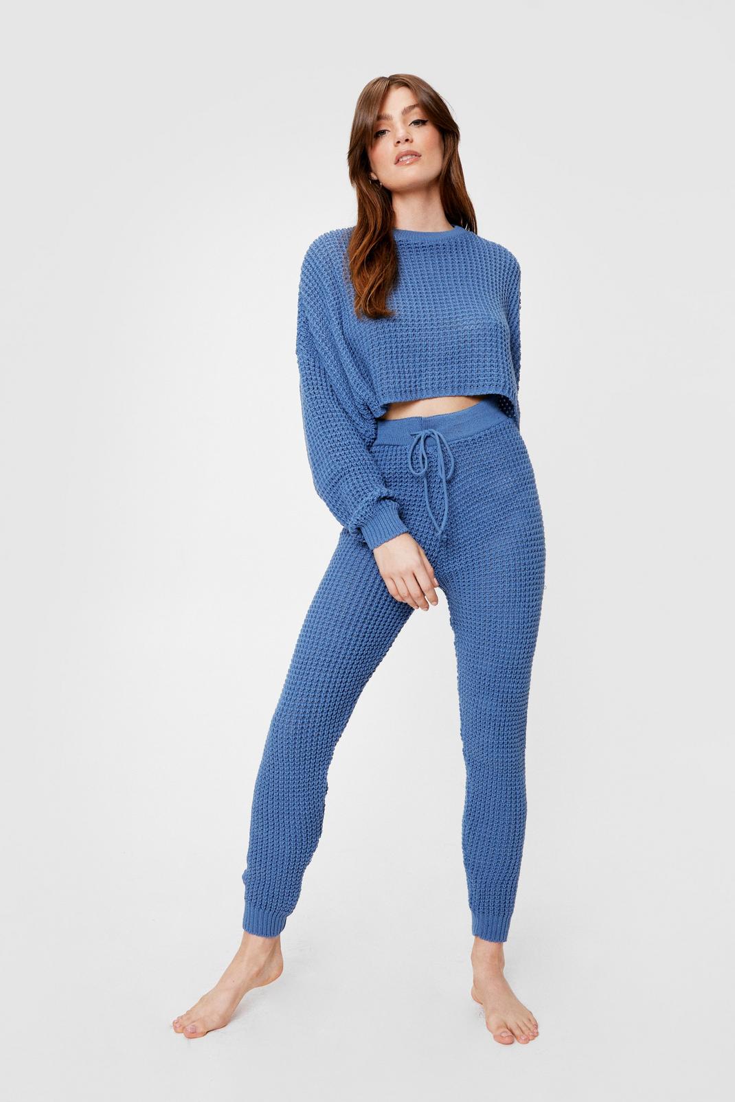 Blue Knit's Down to You Jumper and Jogger Set image number 1