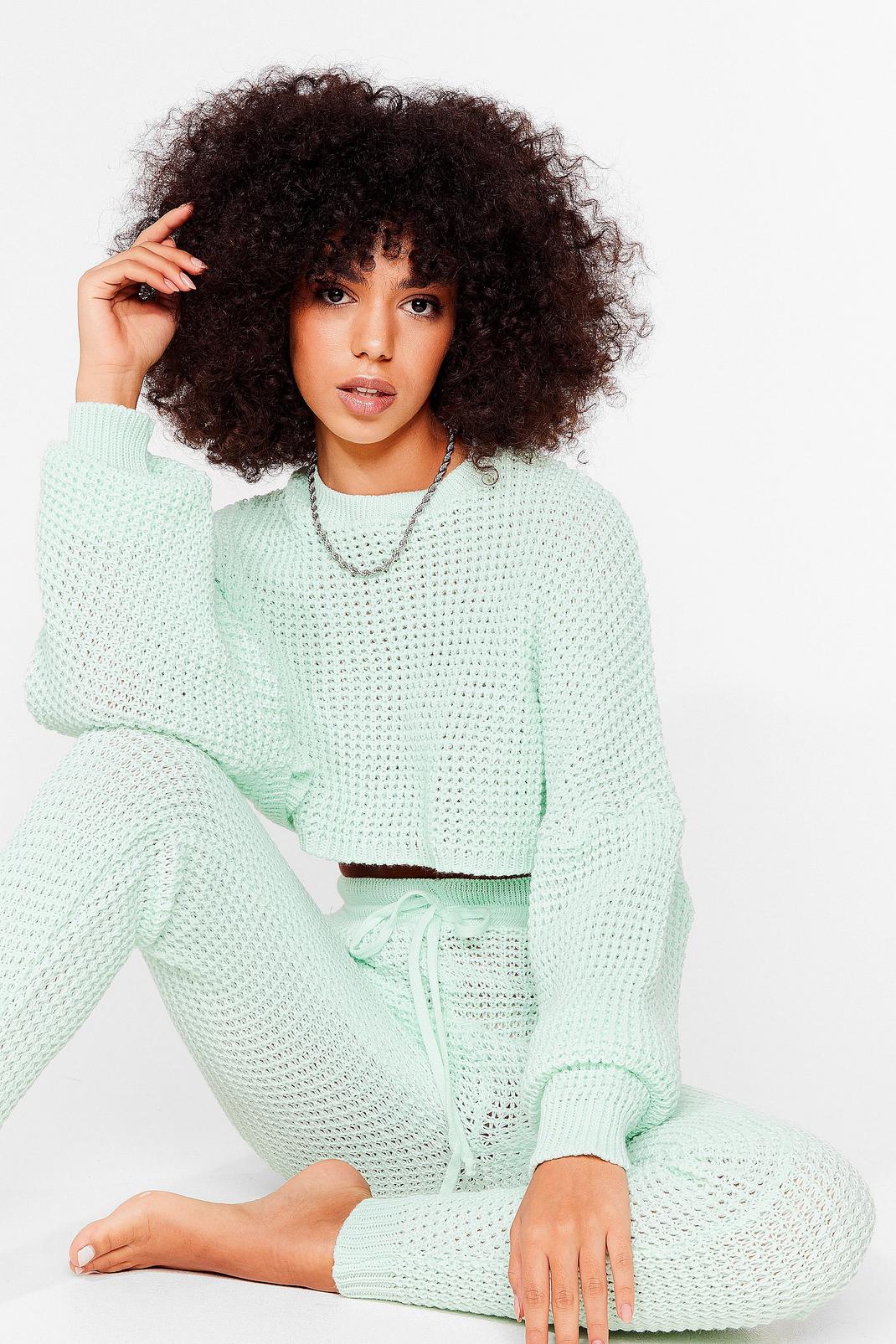 Mint Knit's Down to You Jumper and Jogger Set image number 1