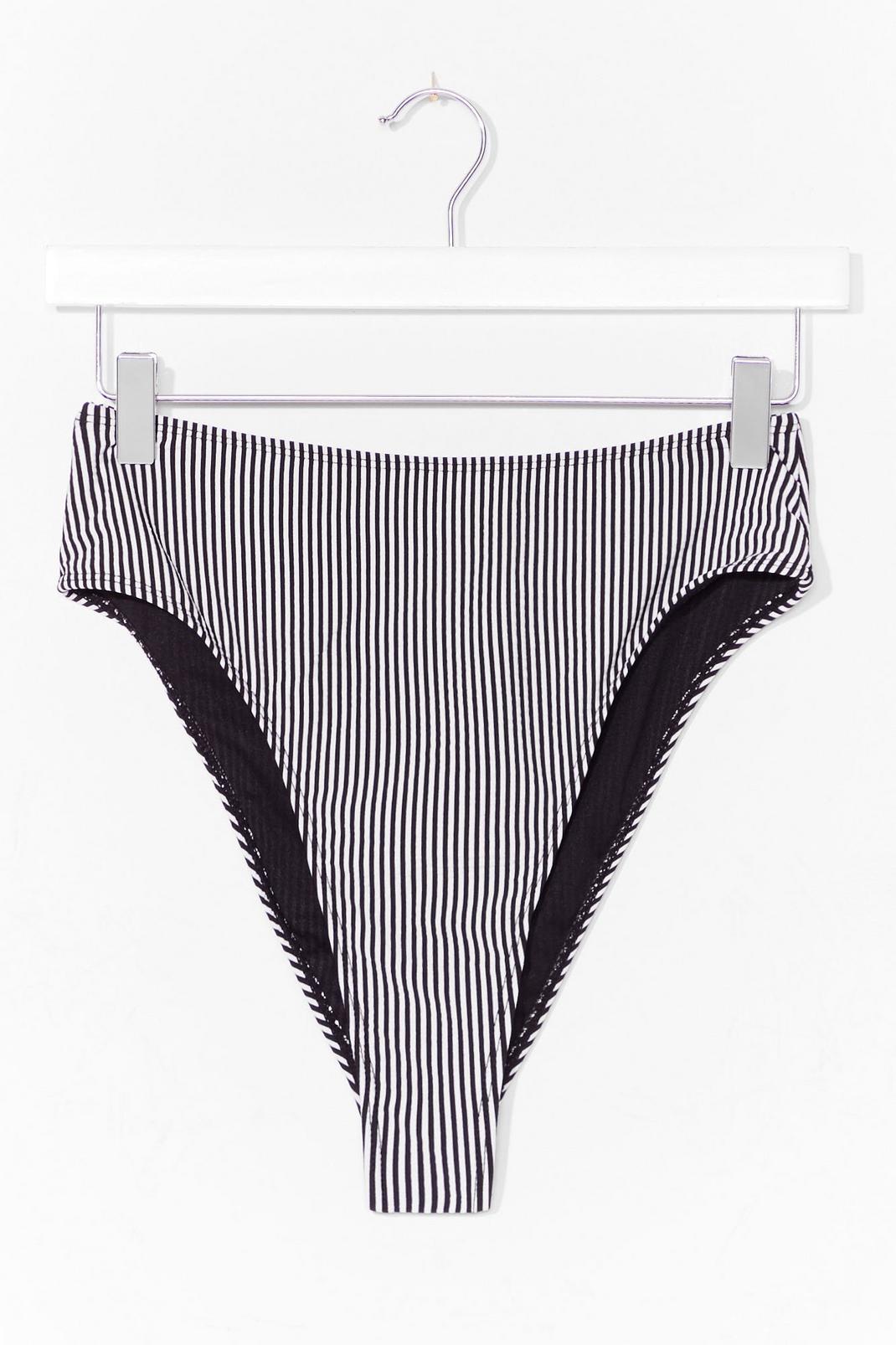 Striped High Waisted Bikini Bottoms image number 1