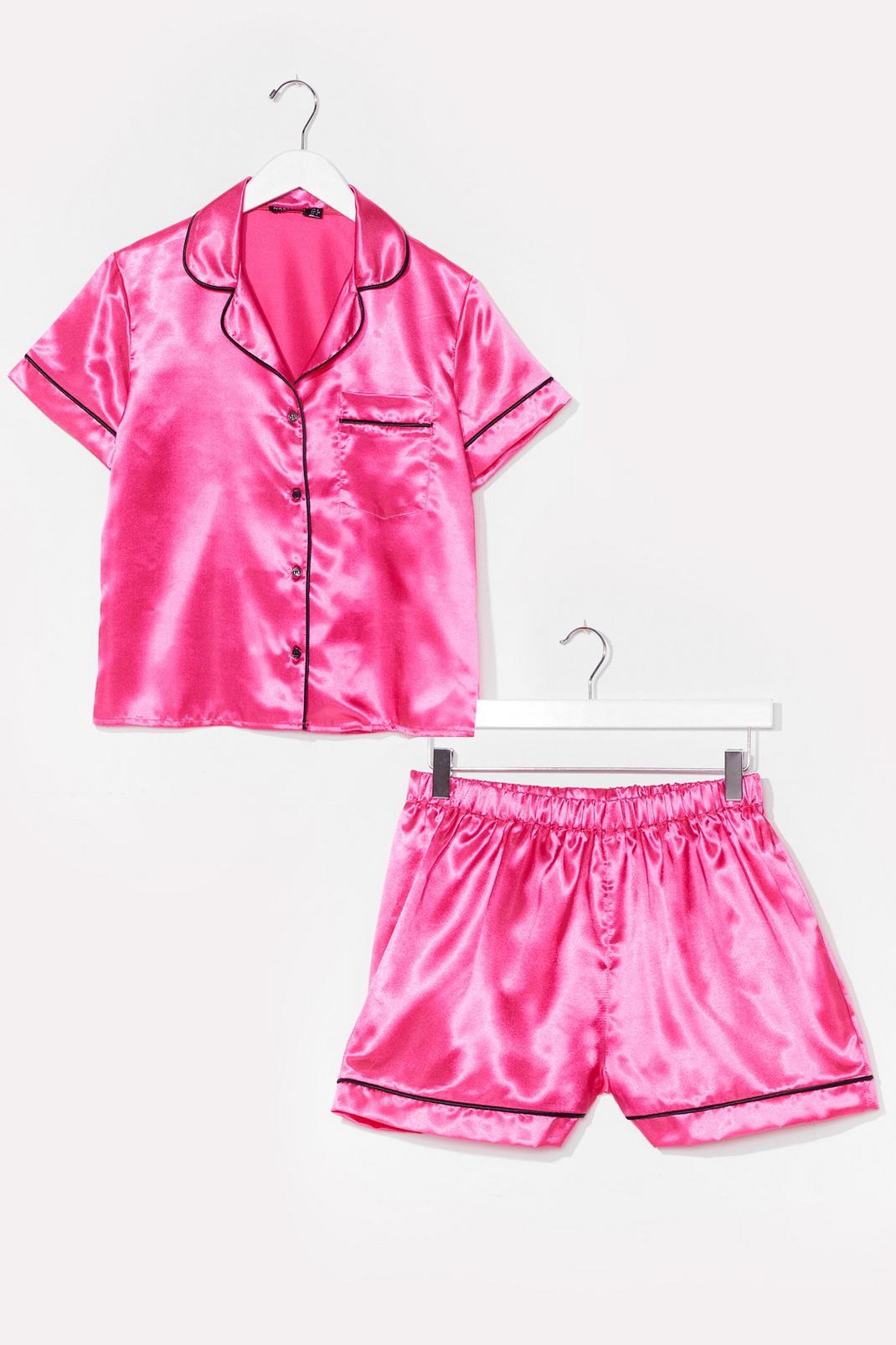 Pyjama satiné chemise & short , Bright pink image number 1