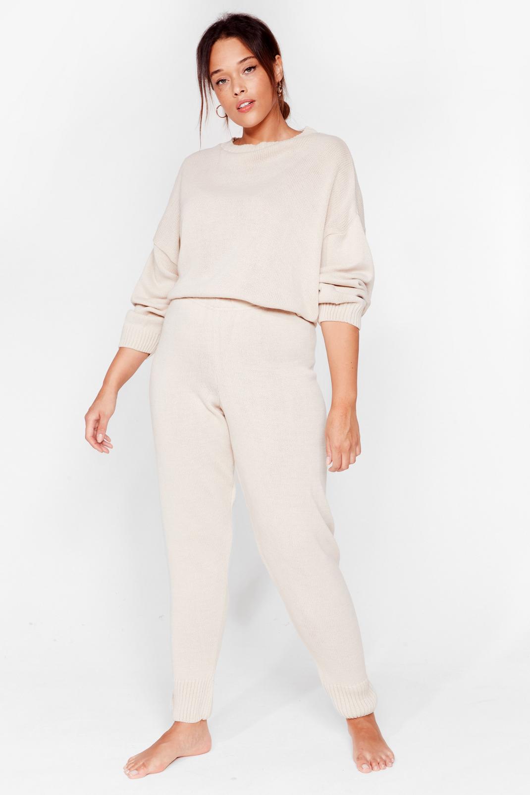 Stone Knitted Batwing Jumper Loungewear Set image number 1