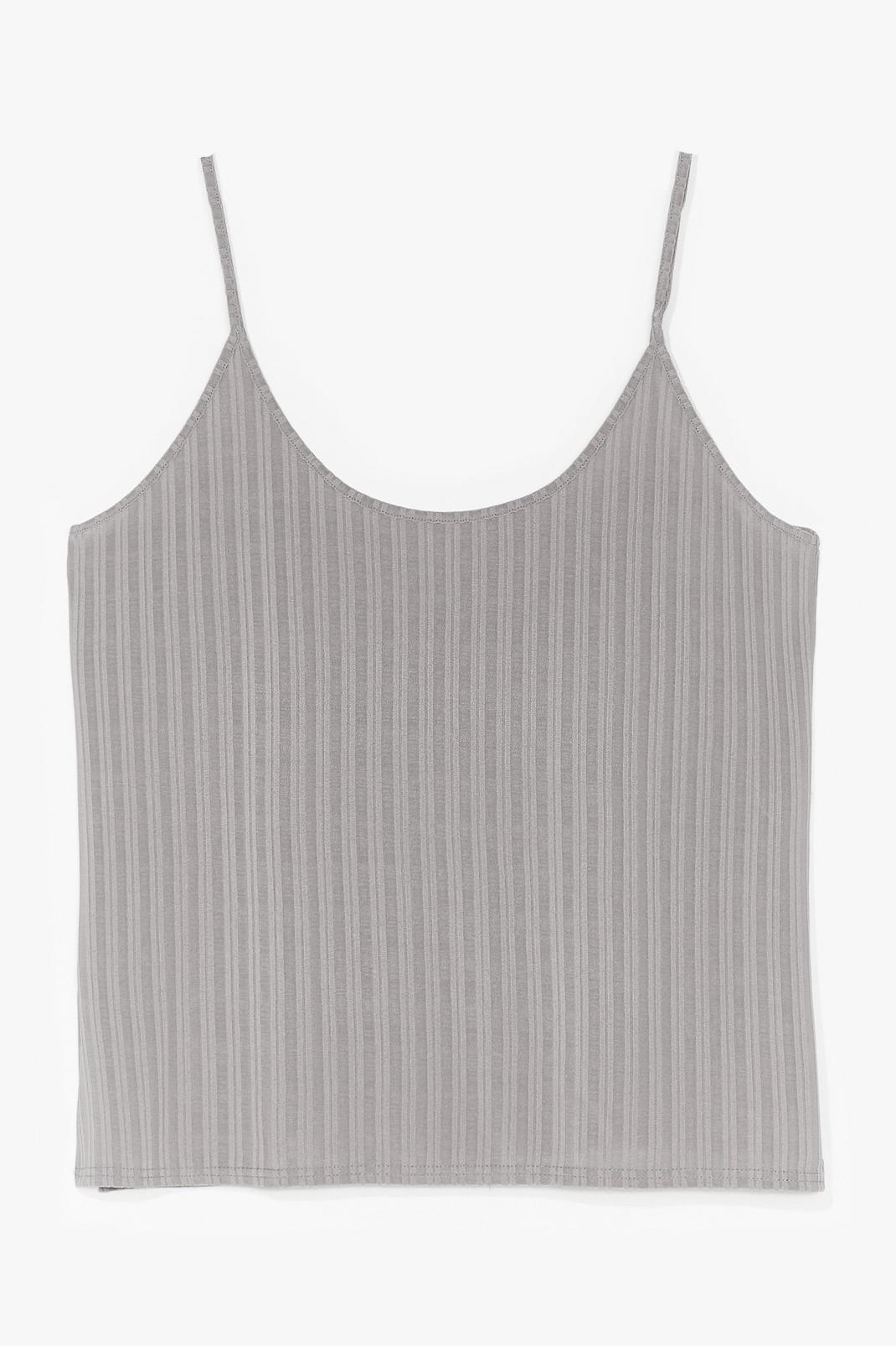 Grey Plus Size Fitted Ribbed Cami Top image number 1