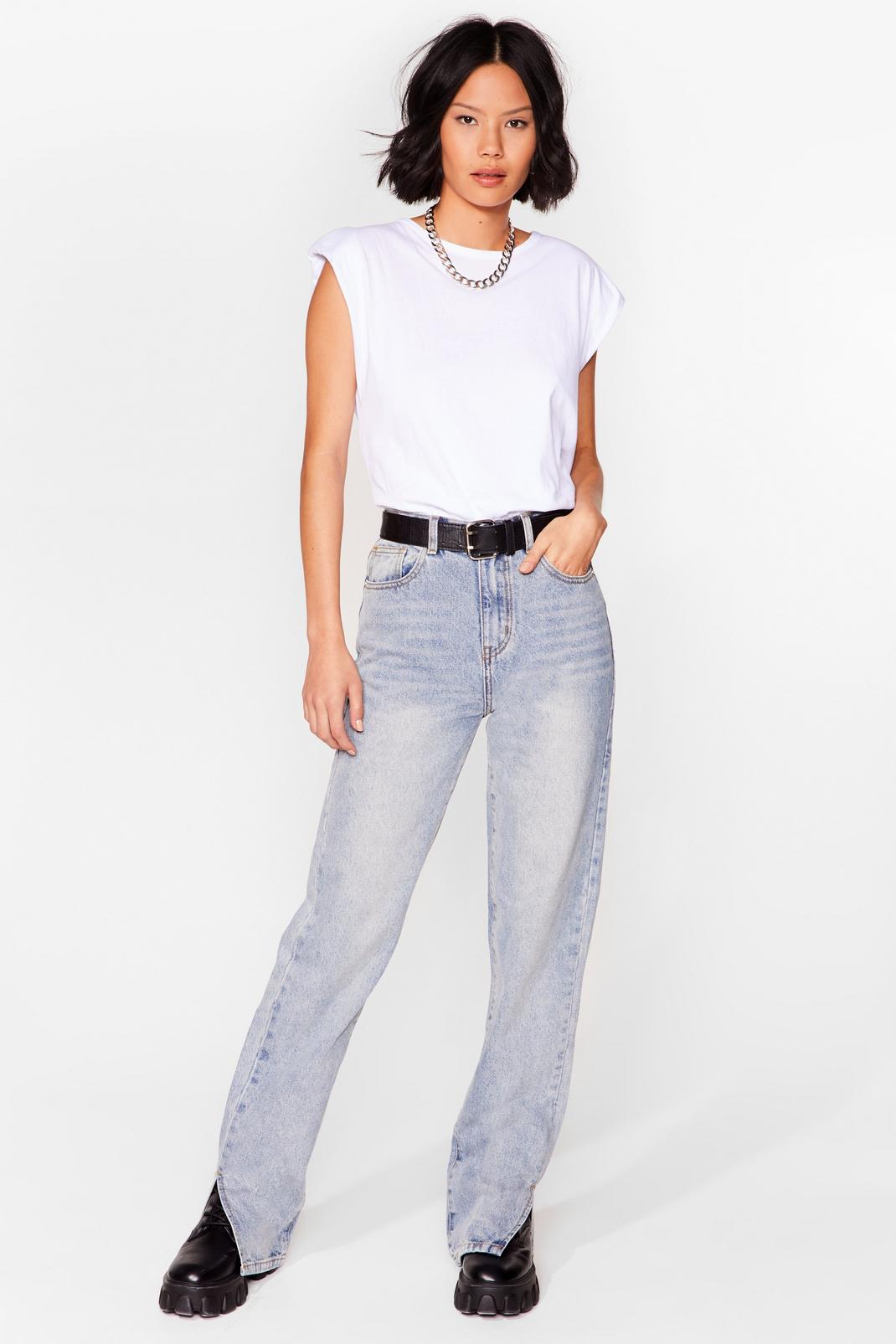Work Slit Out High-Waisted Straight-Leg Jeans | Nasty Gal