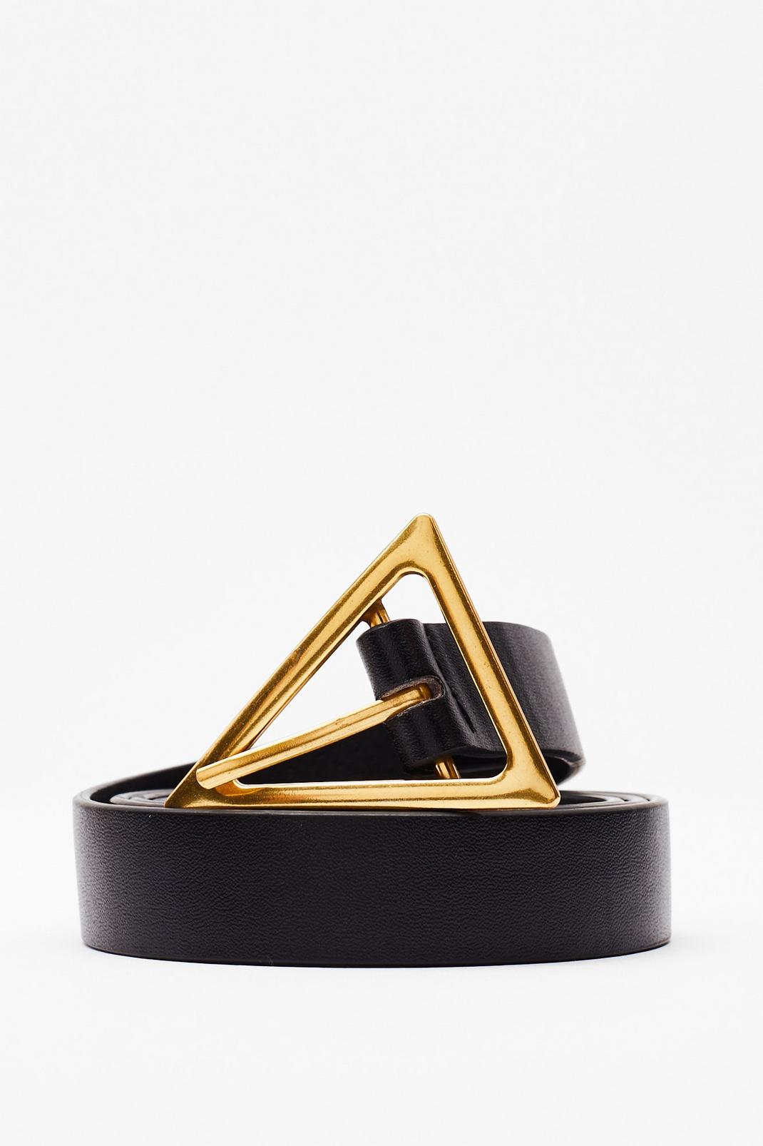 Black Explain Your Point Faux Leather Triangle Belt image number 1