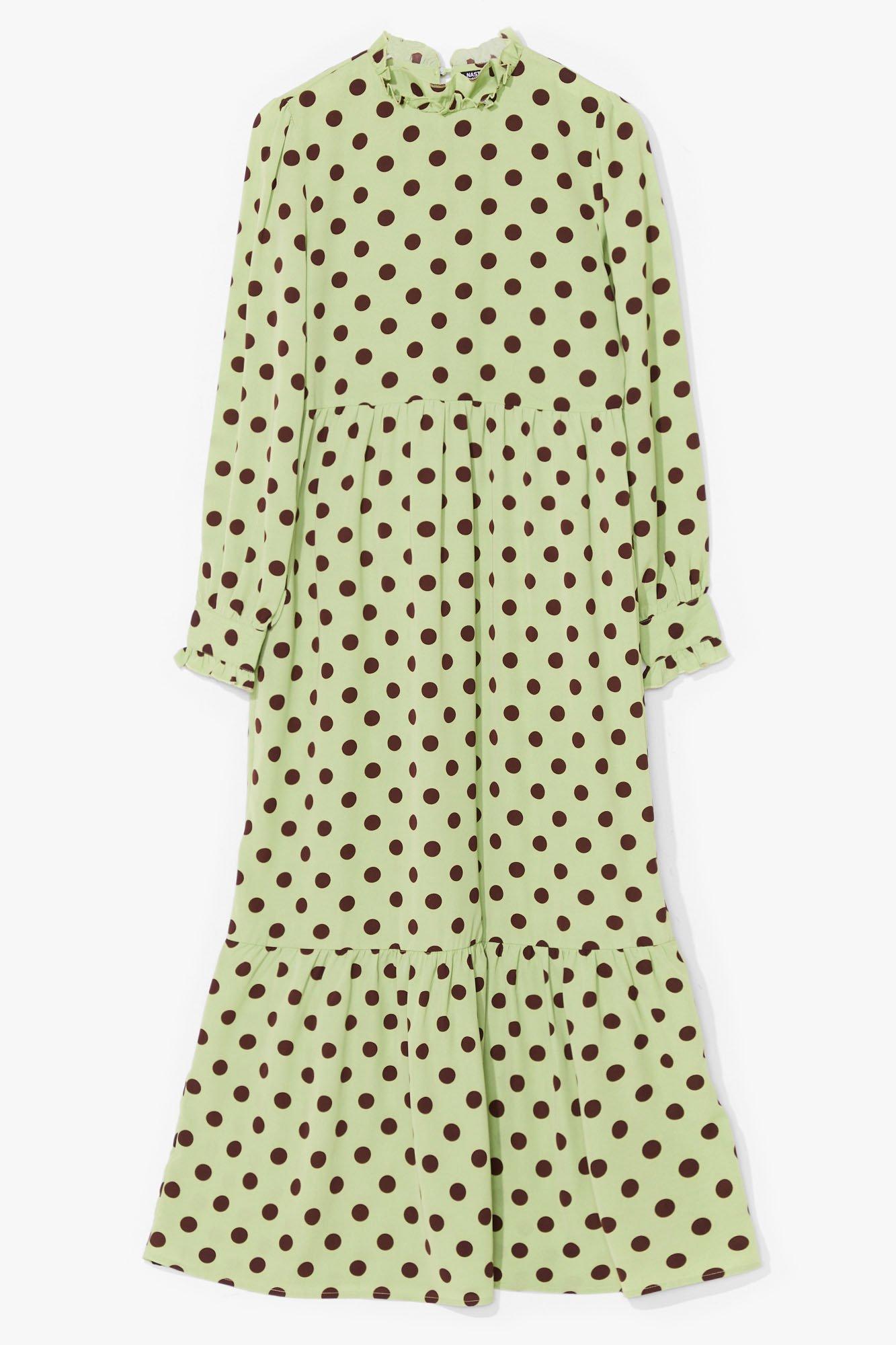 green polka dot maxi dress