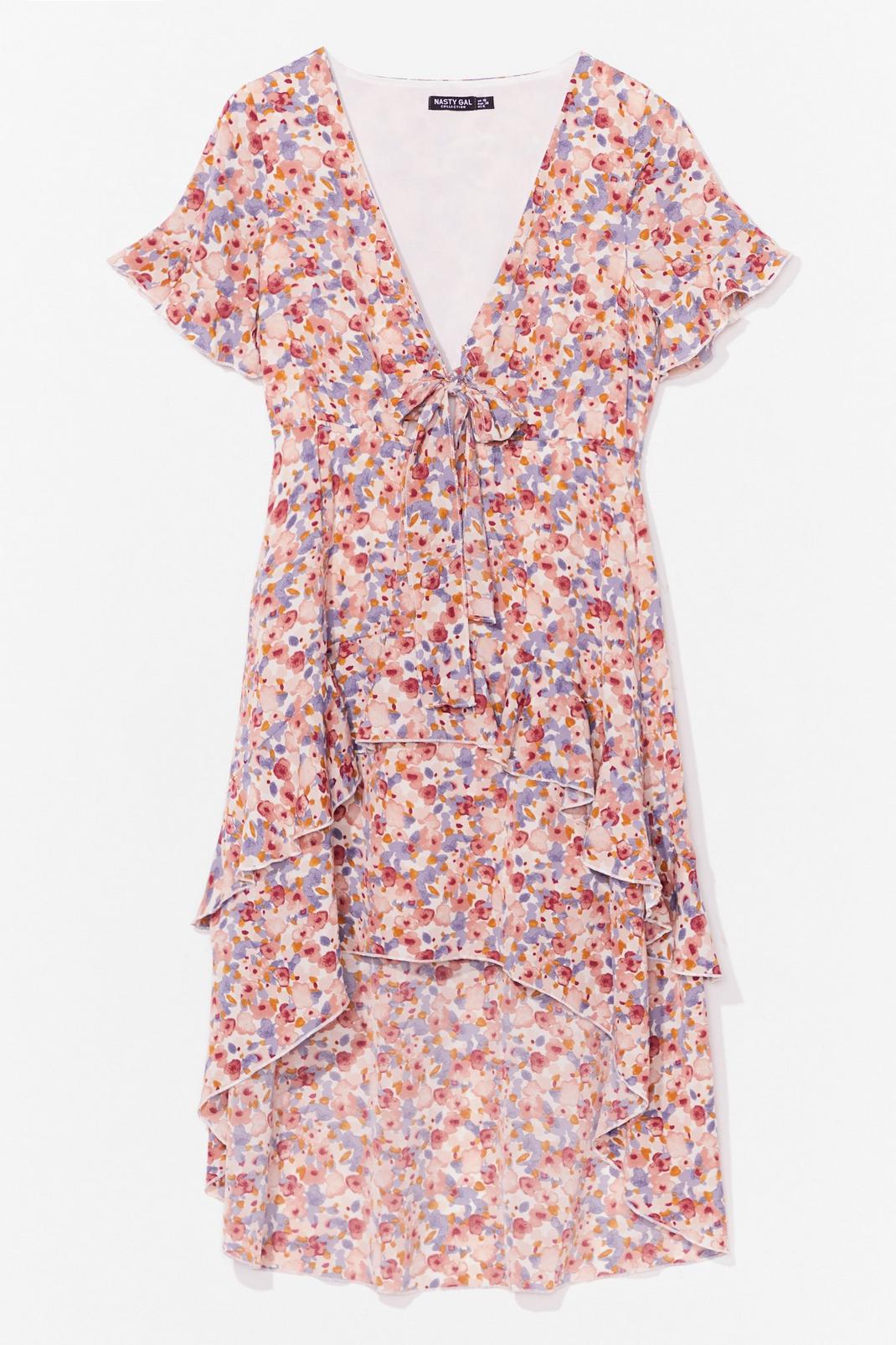 Blush MUTED FLORAL TIE BUST MIDI TEA DRESS image number 1
