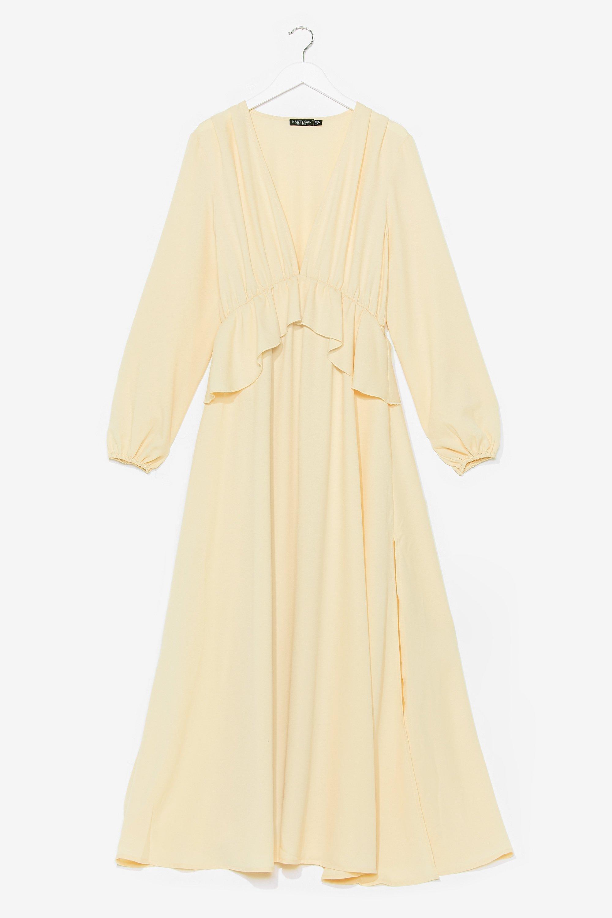 ruffle long sleeve maxi dress