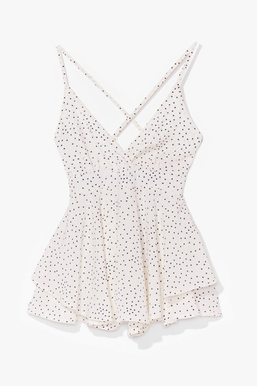 White If You've Dot It Flaunt It Spotty Ruffle Playsuit image number 1
