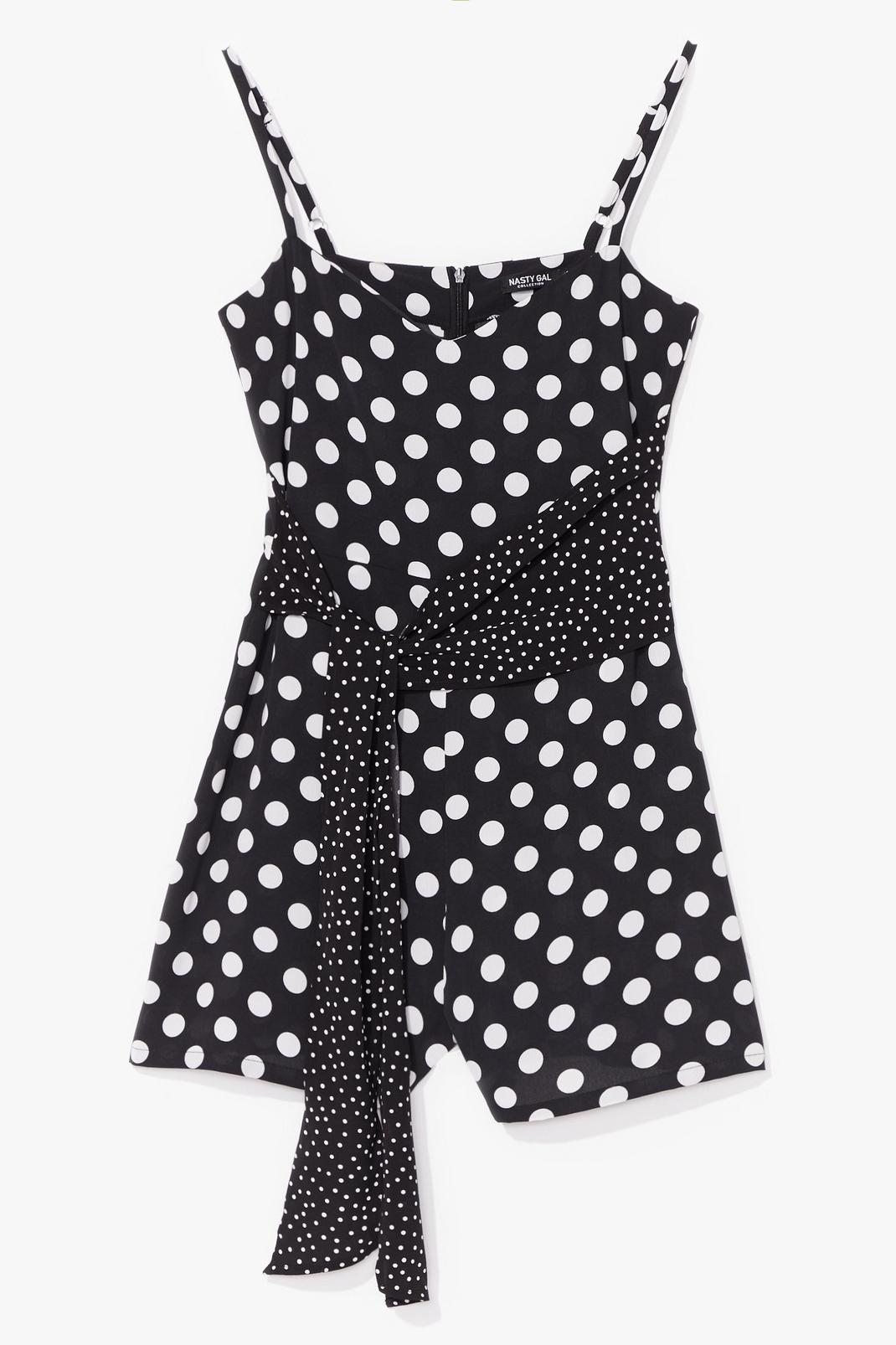 Black Spot the Difference Polka Dot Tie Playsuit image number 1
