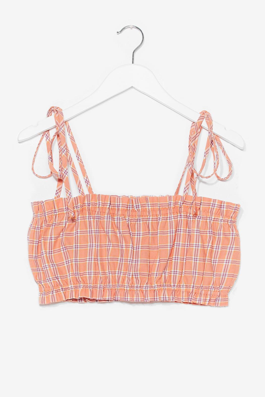 Plaid Your Cards Right Tie Crop Top image number 1