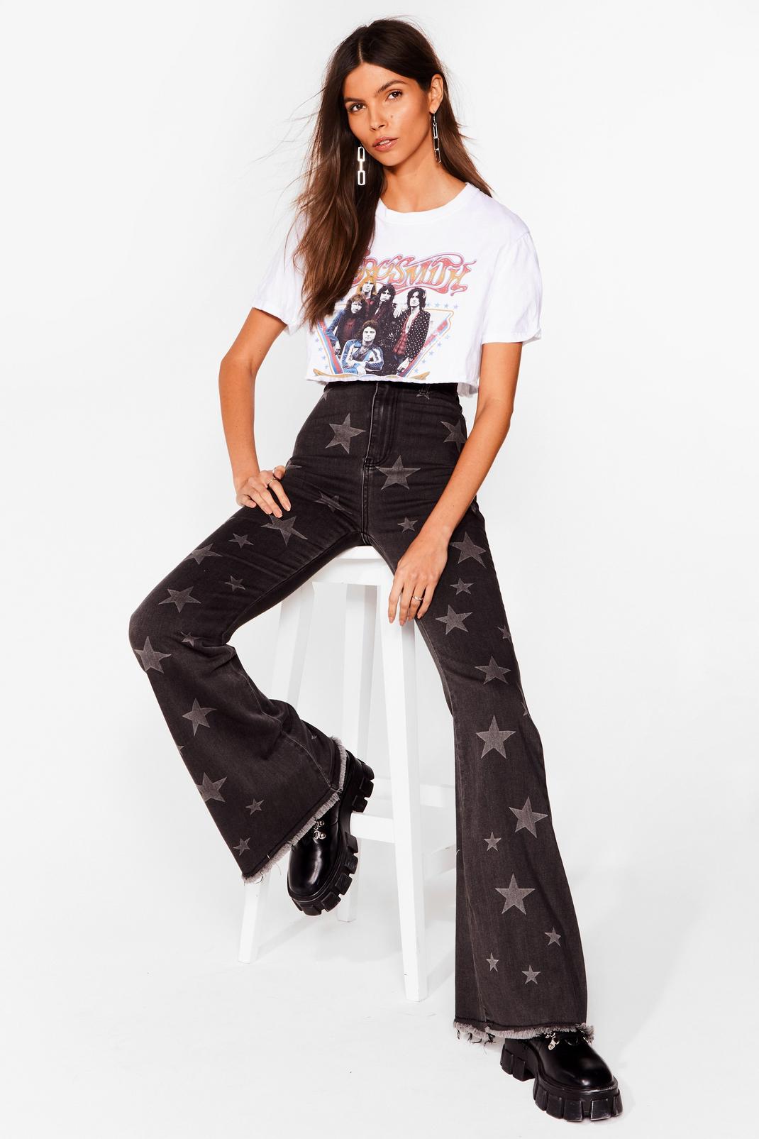 436 Star Print Flare Jeans image number 1