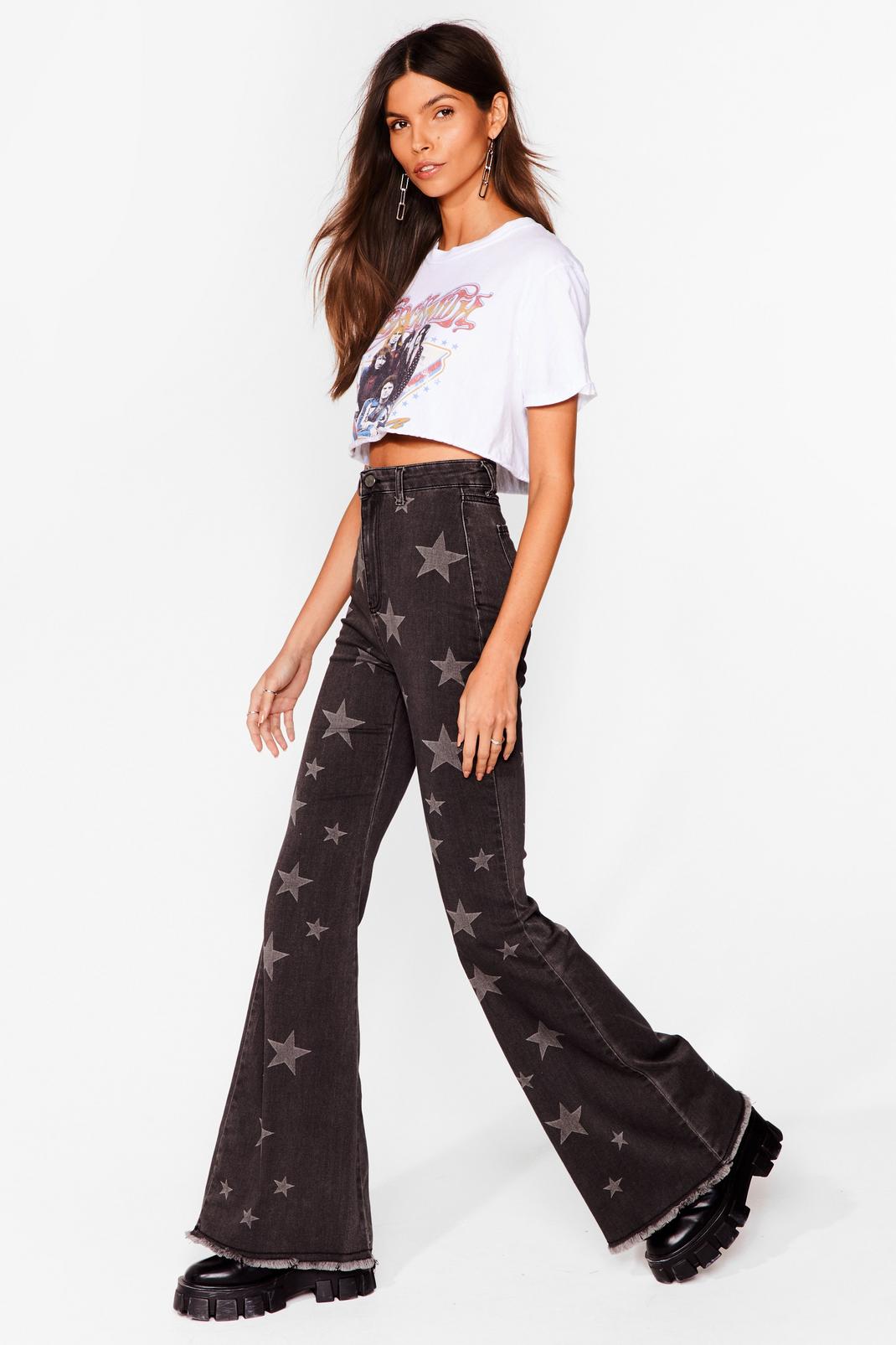 436 Star Print Flare Jeans image number 2