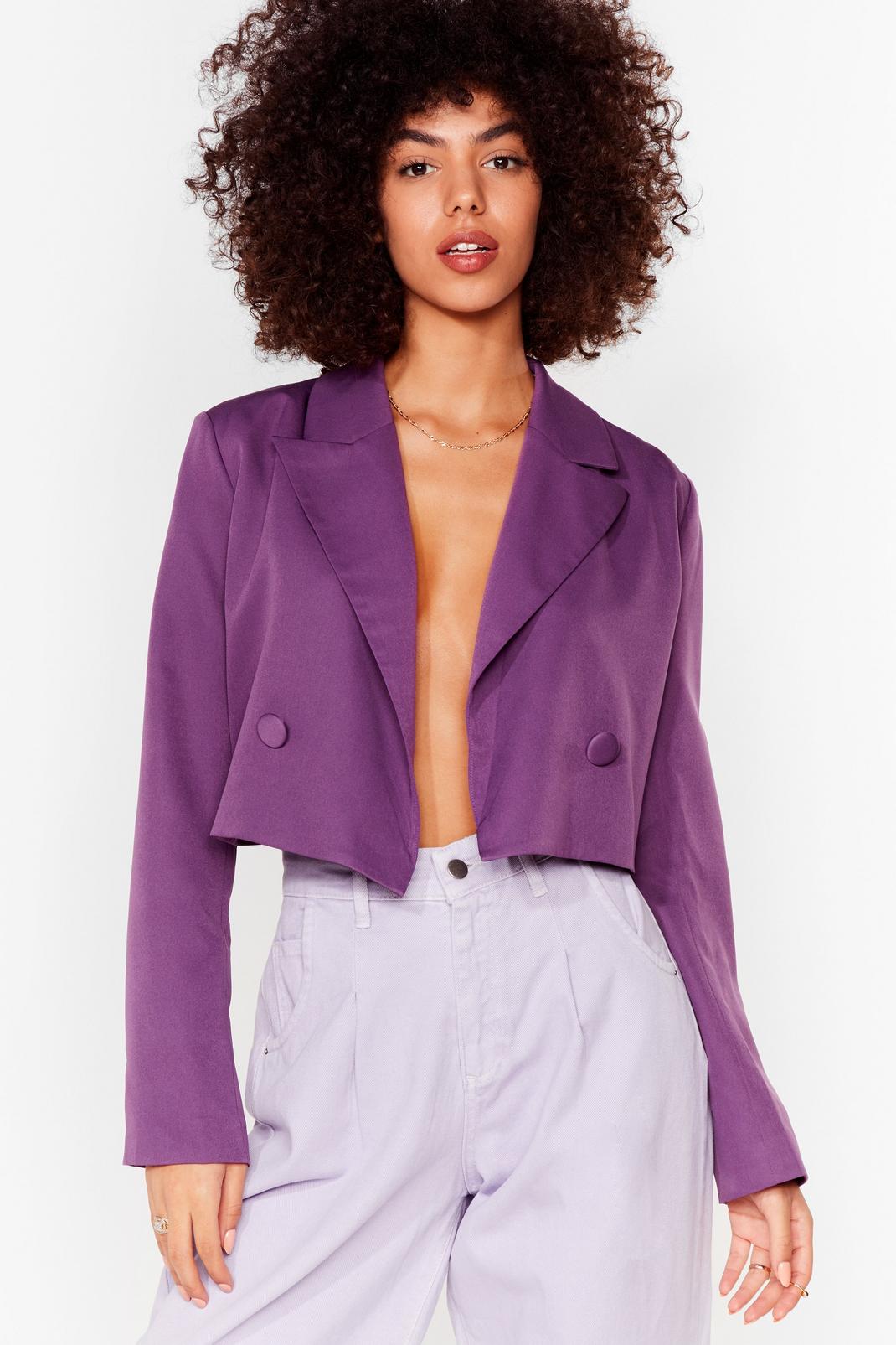 Purple Tailored Crop Blazer image number 1