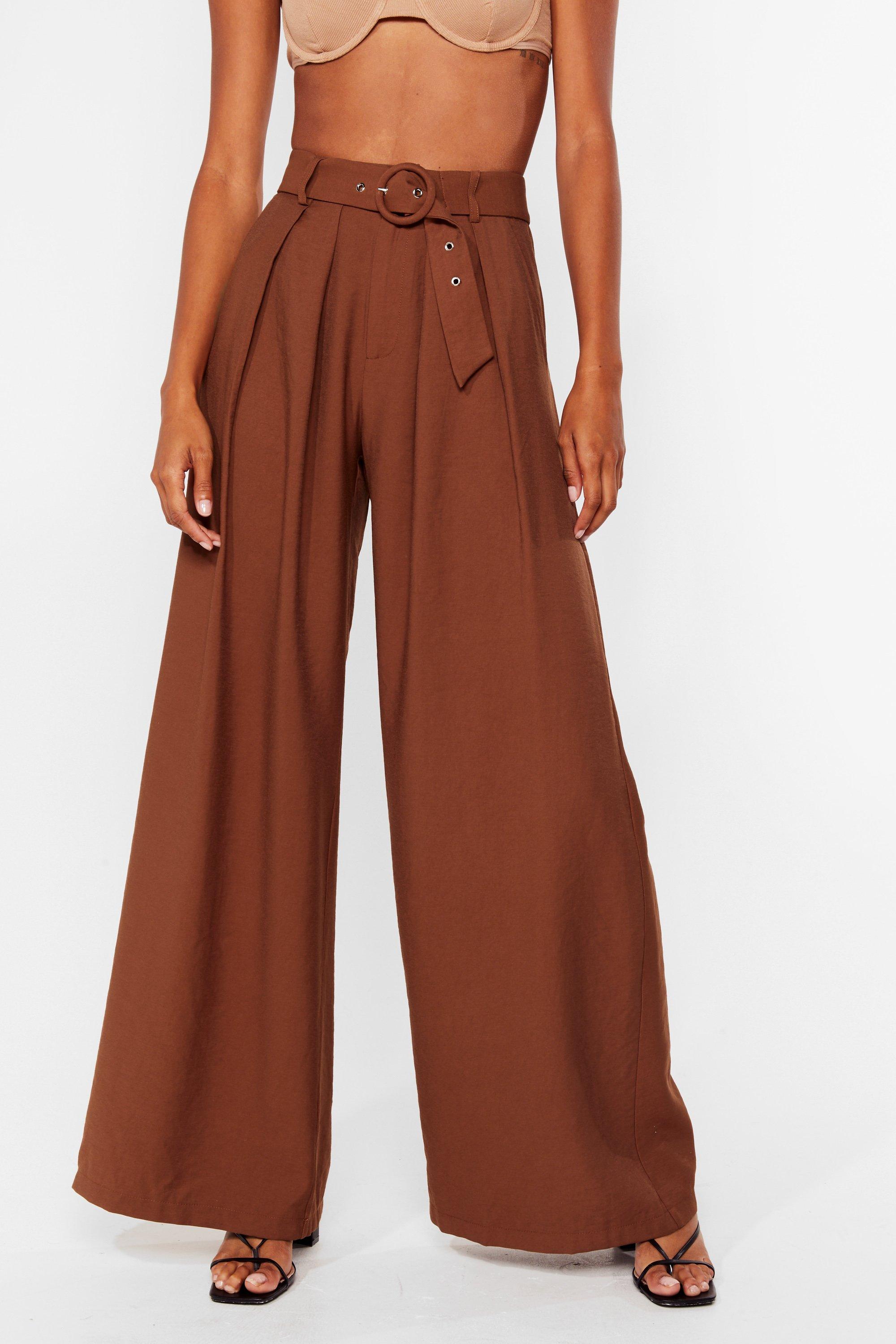 High-Waisted Wide-Leg Belted Pant