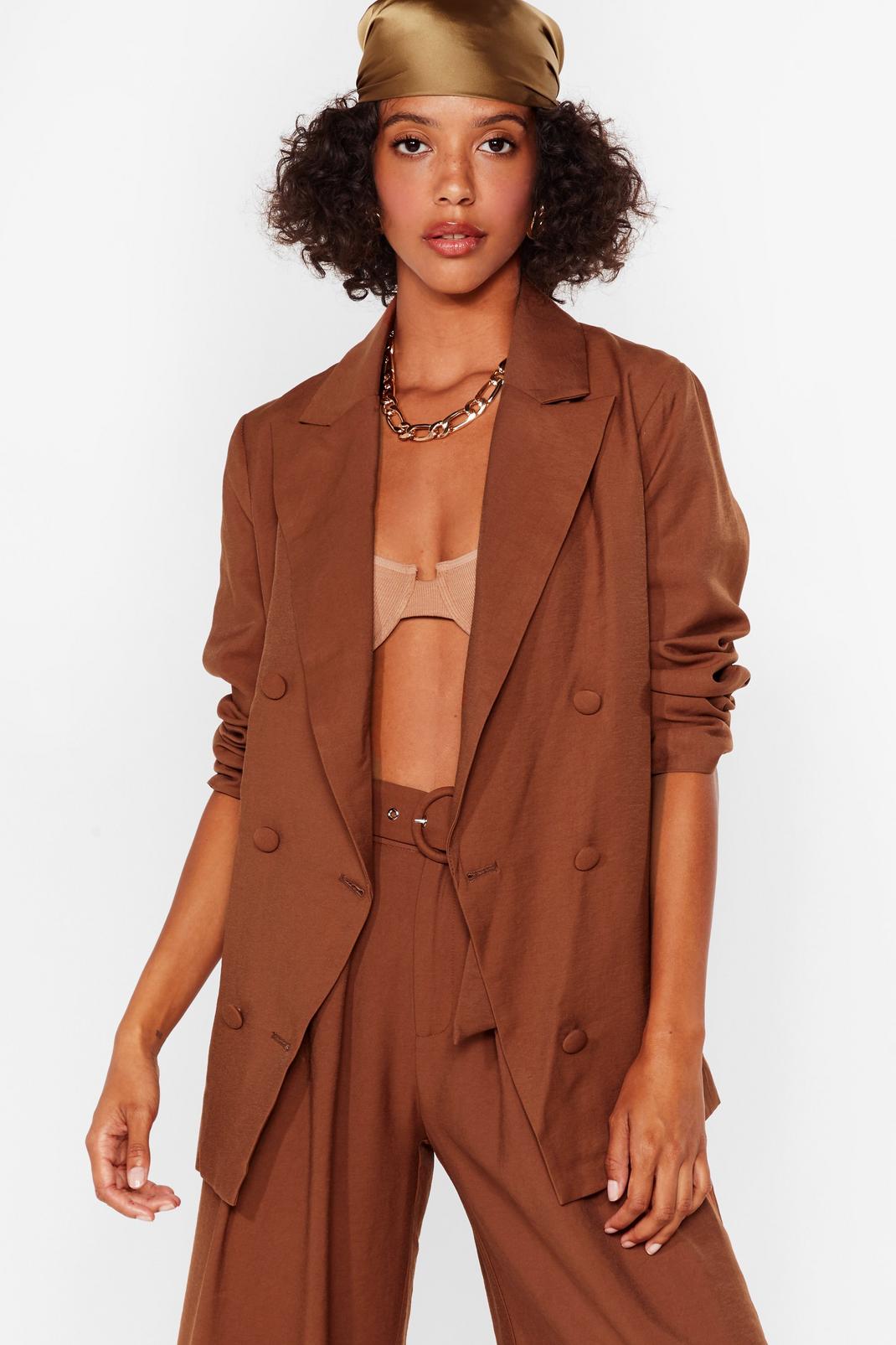 Blazer oversize à double boutonnage Who Run The World, Brown image number 1