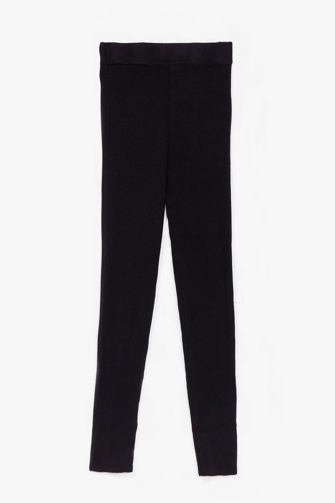 Black Thick Knit Loungewear Leggings image number 1