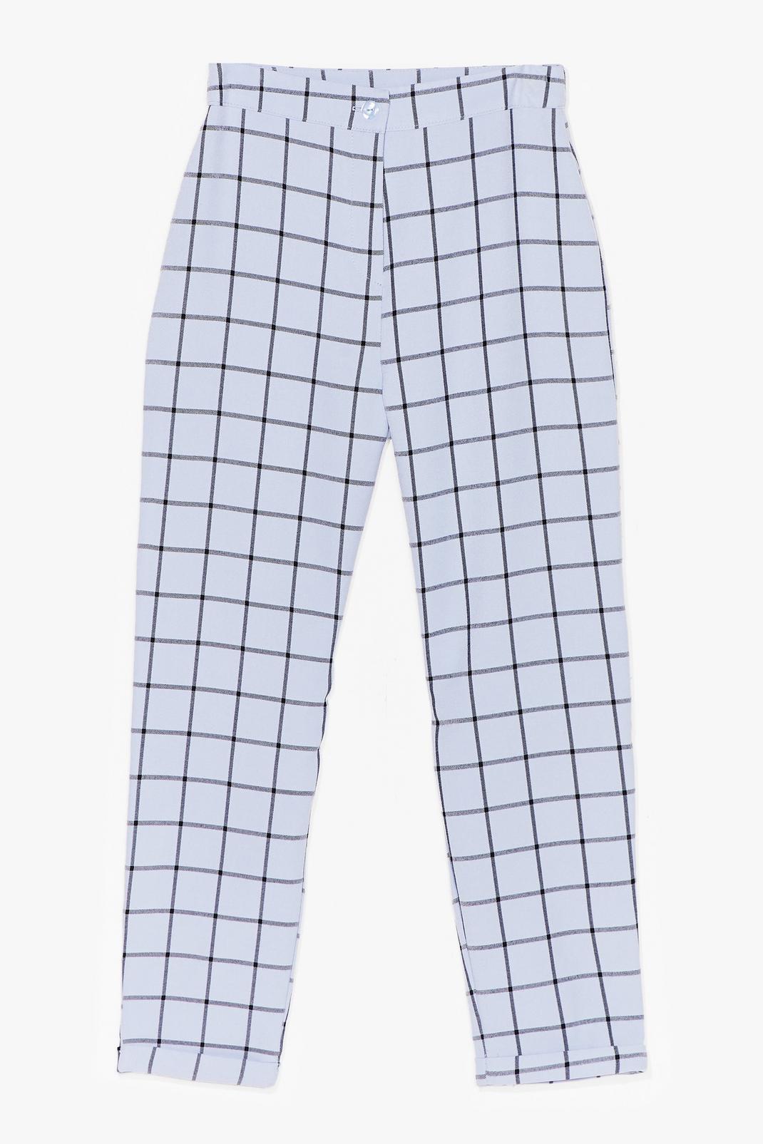 Blue Pick Up the Check High-Waisted Tapered Pants image number 1