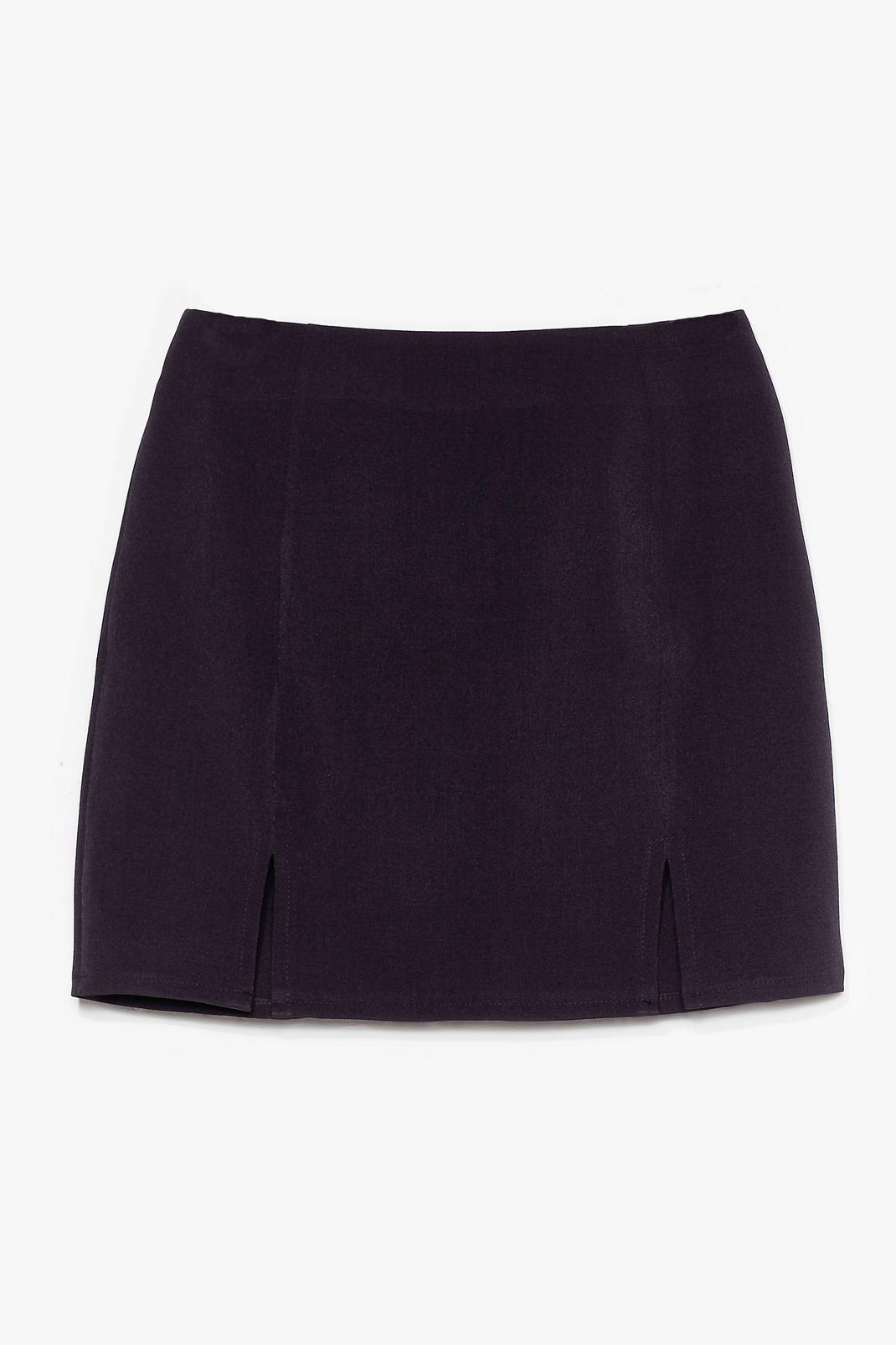 Black Double Slit High Waisted Mini Skirt image number 1