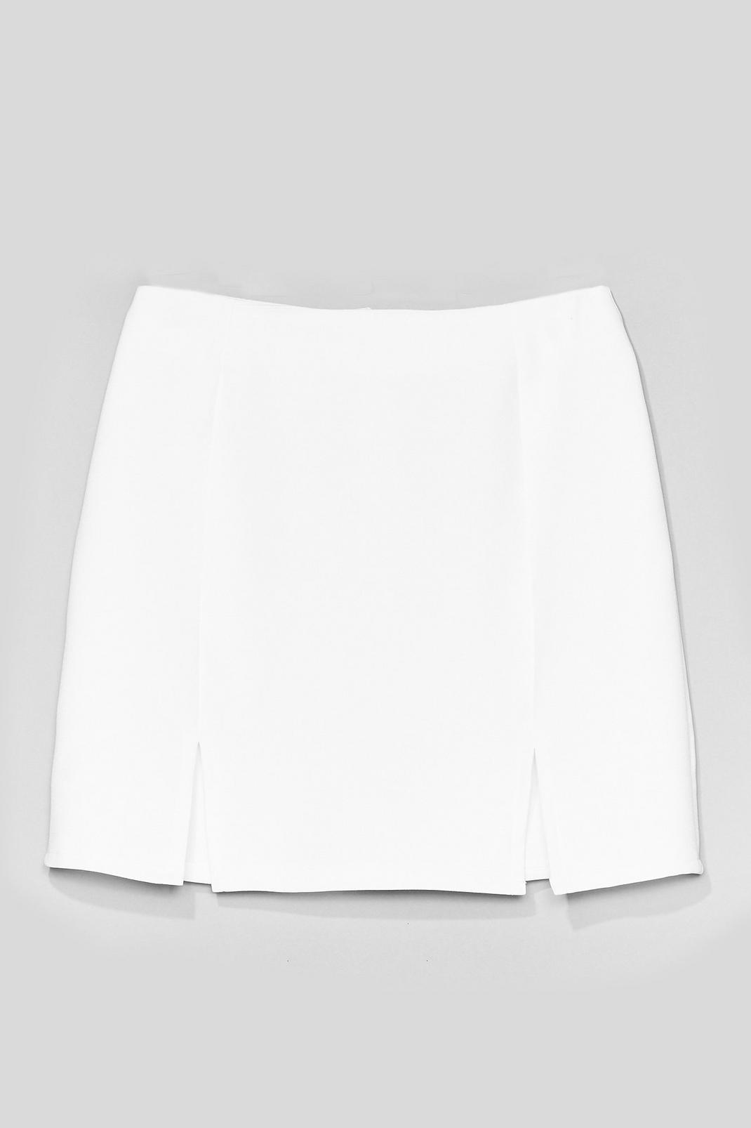 White Double Slit High Waisted Mini Skirt image number 1